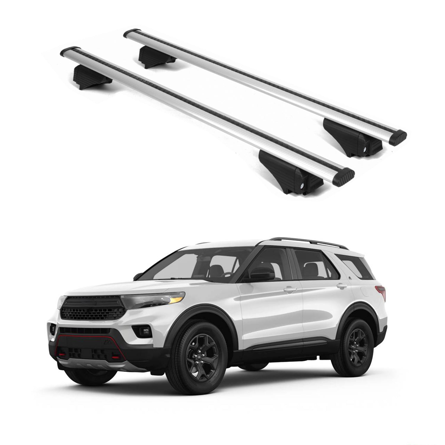 ERKUL Roof Rack Cross Bars for Ford Explorer 2020-2026 for Raised Rails - Silver