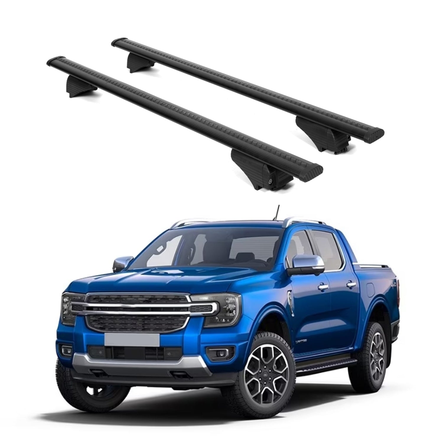 ERKUL Roof Rack Cross Bars for Ford Ranger 2019-2023 for Raised Rails - Black