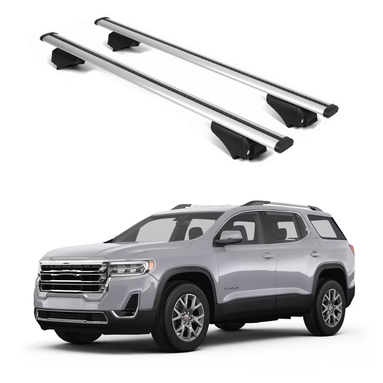 ERKUL Roof Rack Cross Bars for GMC Acadia 2017-2023 for Raised Rails - Silver
