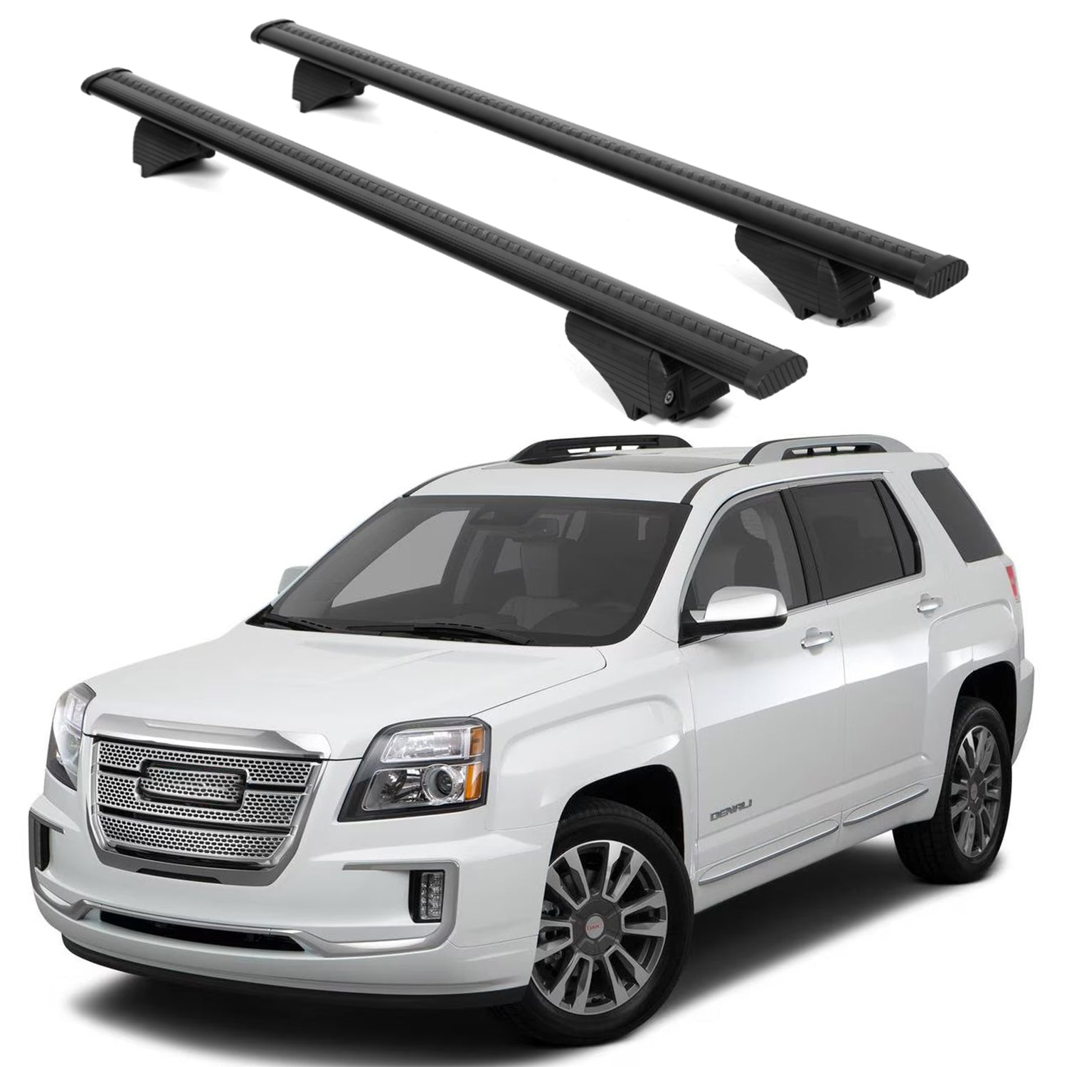 ERKUL Roof Rack Cross Bars for GMC Terrain 2010-2017 for Raised Rails - Black