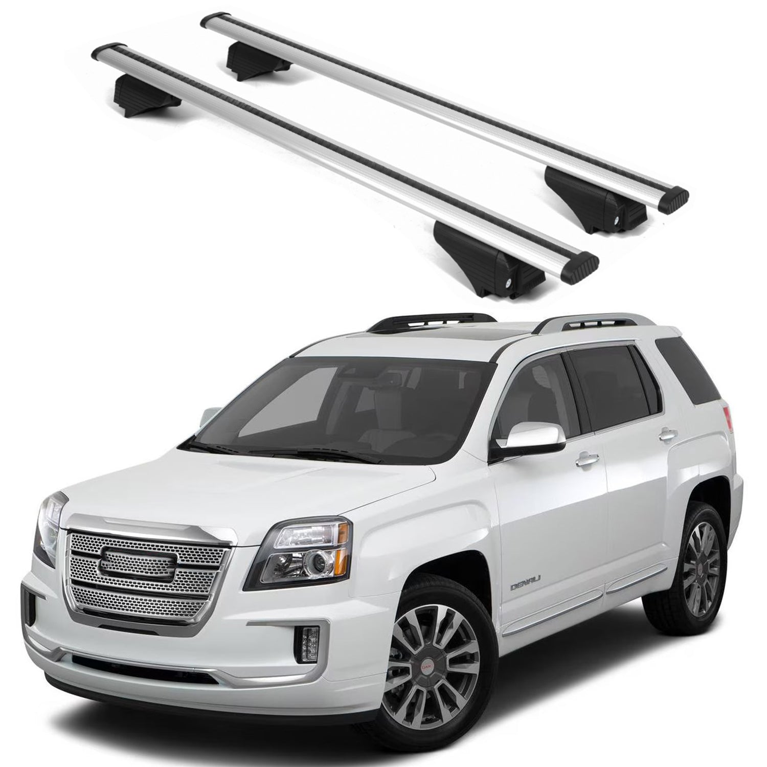 ERKUL Roof Rack Cross Bars for GMC Terrain 2010-2017 for Raised Rails - Silver