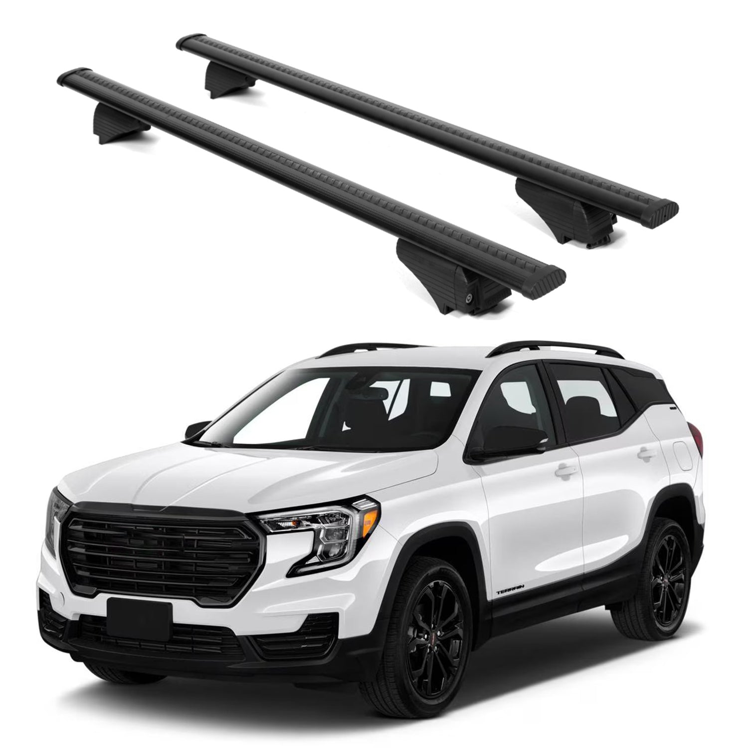 ERKUL Roof Rack Cross Bars for GMC Terrain 2018 2024 For Raised Rails - Black
