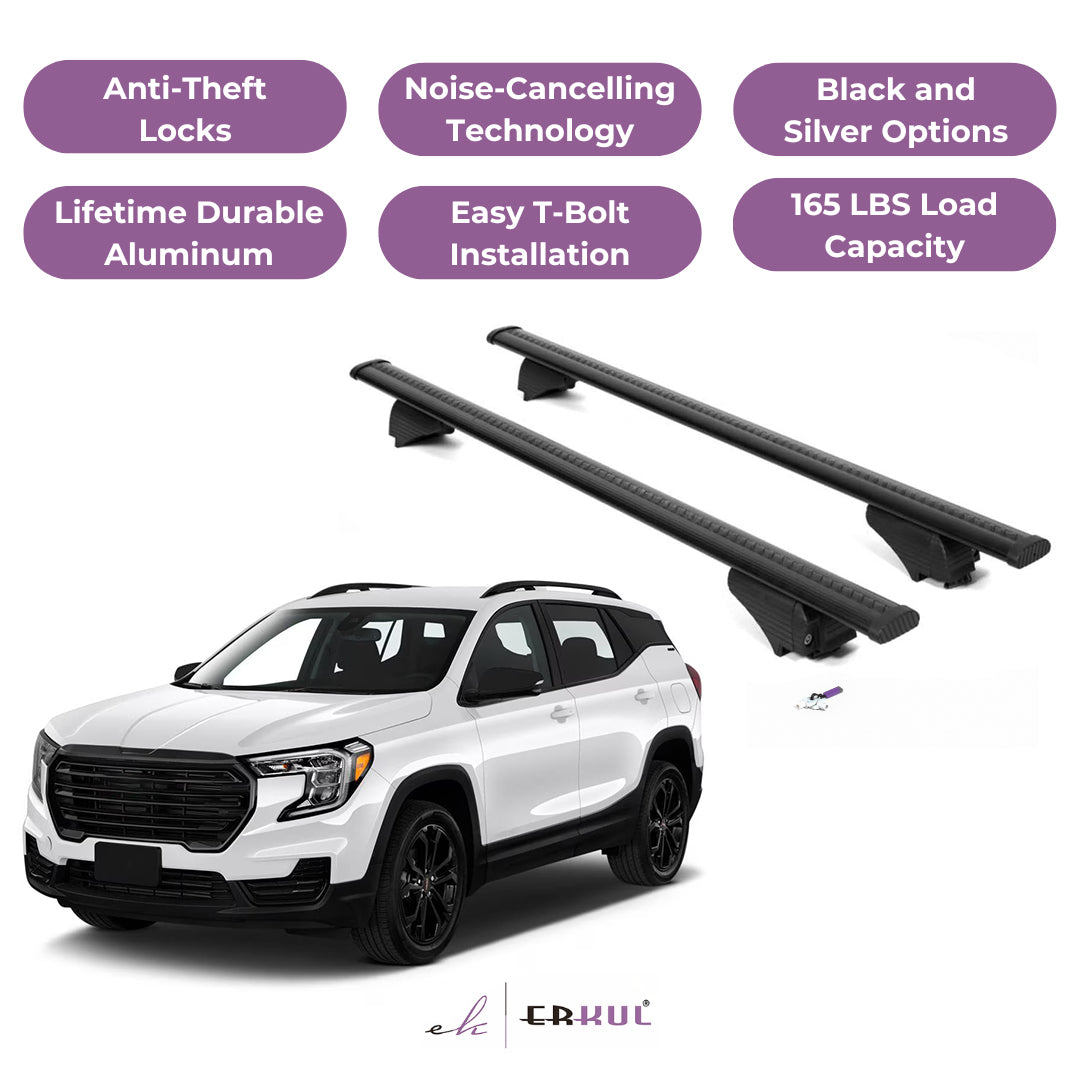 Roof Rack Cross Bars with Extended Bar Design for GMC Terrain 2018-2024 - Black