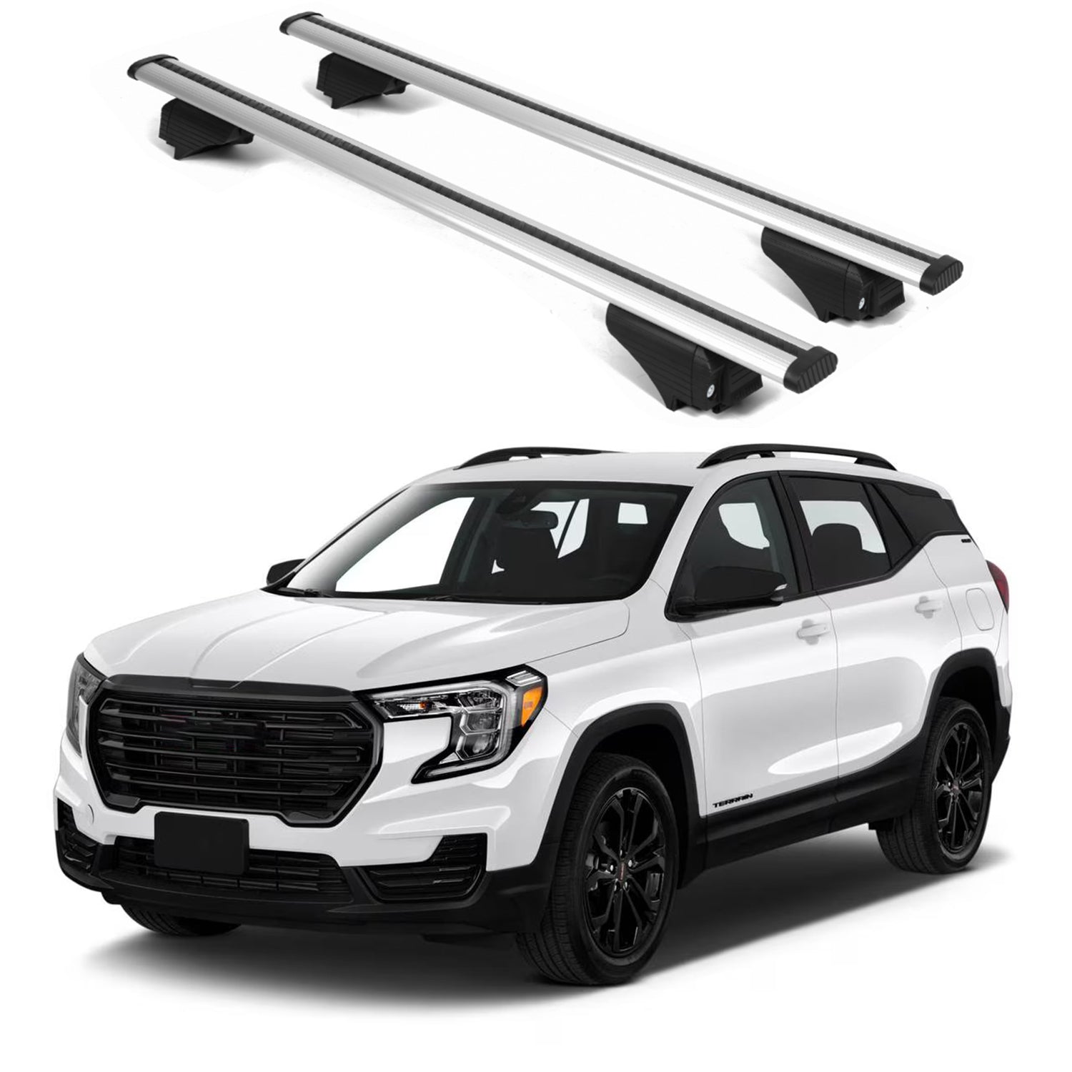 ERKUL Roof Rack Cross Bars for GMC Terrain 2018-2024 for Raised Rails - Silver