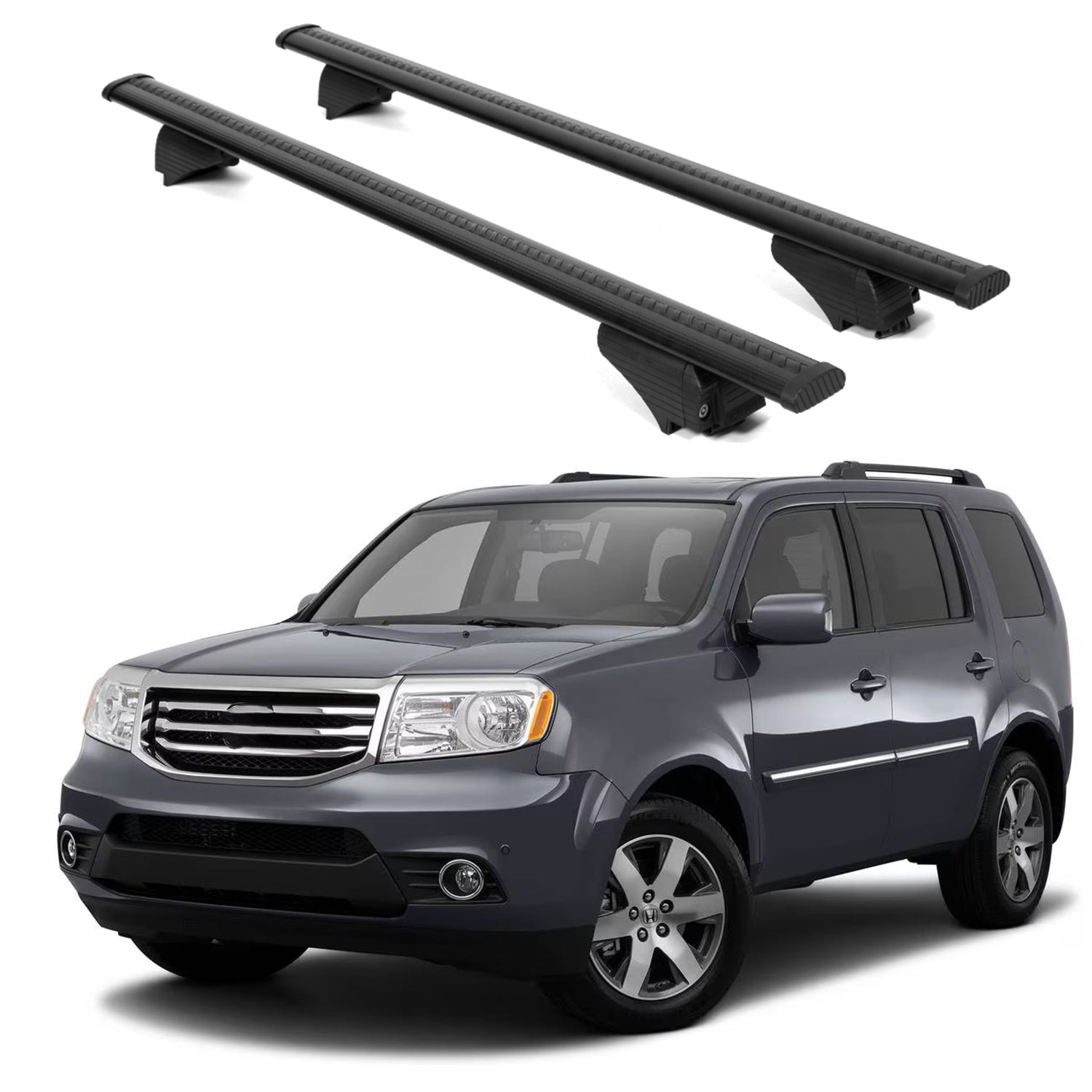 ERKUL Roof Rack Cross Bars for Honda Pilot 2009-2015 for Raised Rails - Black