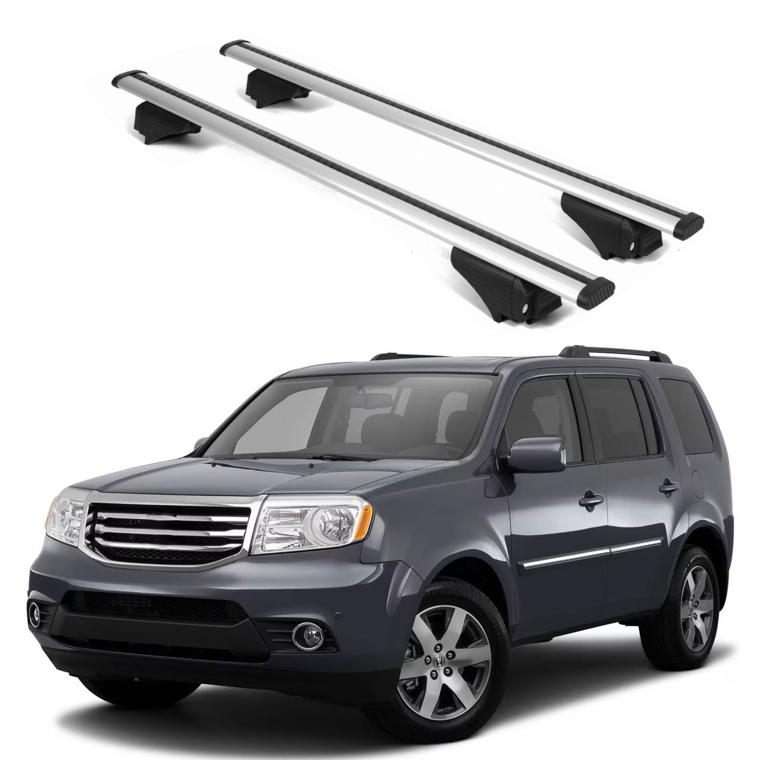 ERKUL Roof Rack Cross Bars for Honda Pilot 2009-2015 for Raised Rails - Silver
