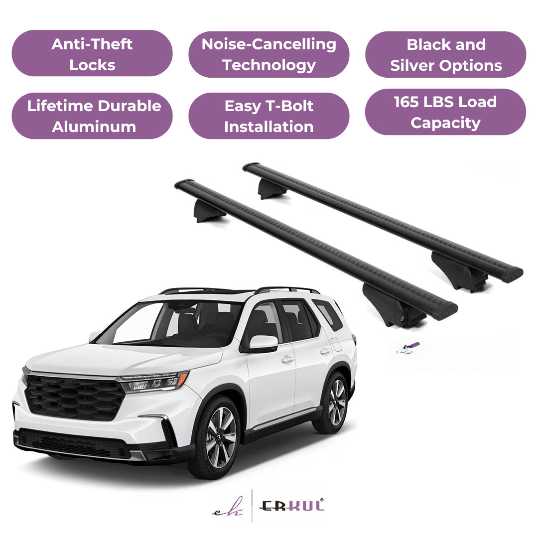 Roof Rack Cross Bars with Extended Bar Design for Honda Pilot 2023-2025 - Black