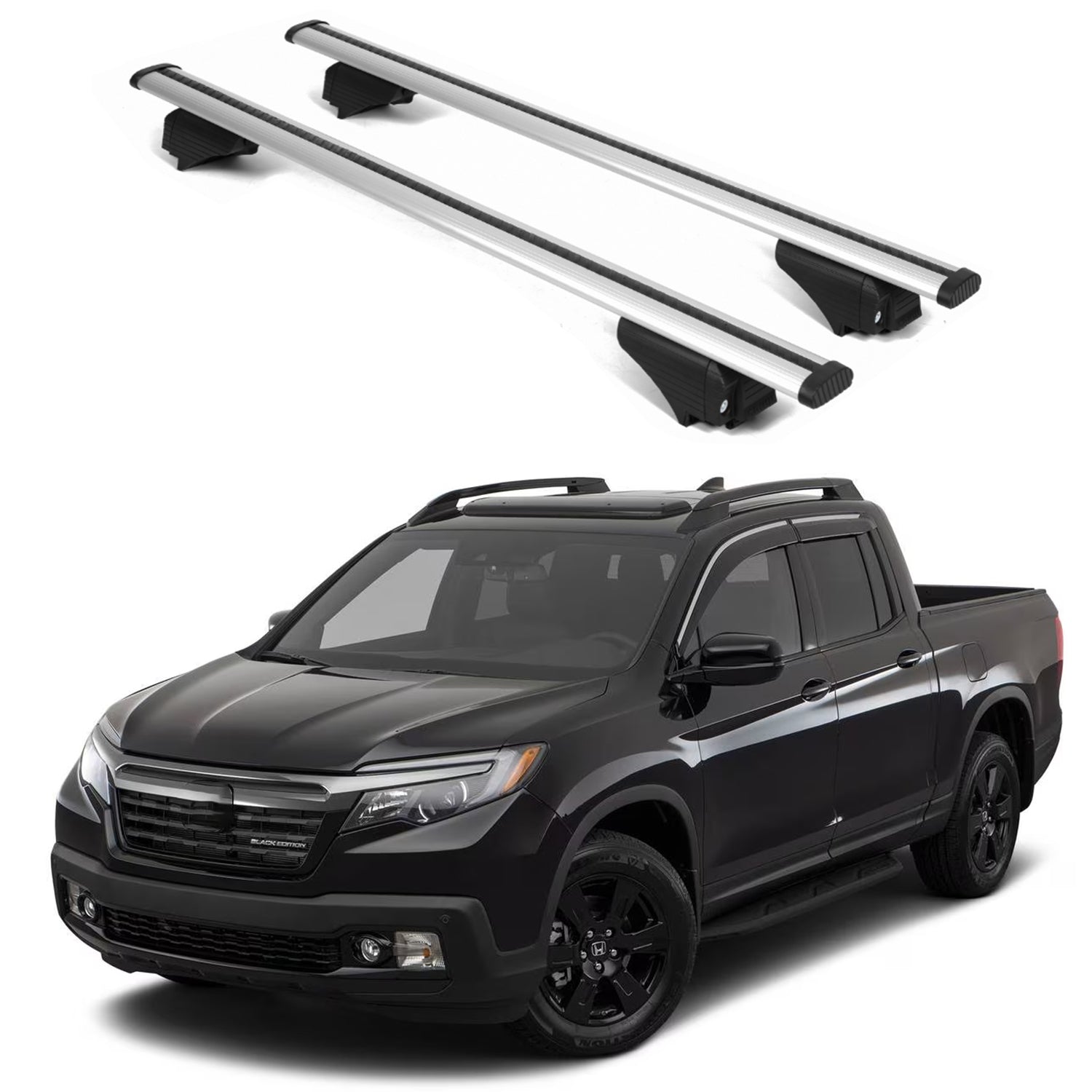 ERKUL Roof Rack Cross Bars for Honda Ridgeline 2017-2026 for Raised Rails-Silver