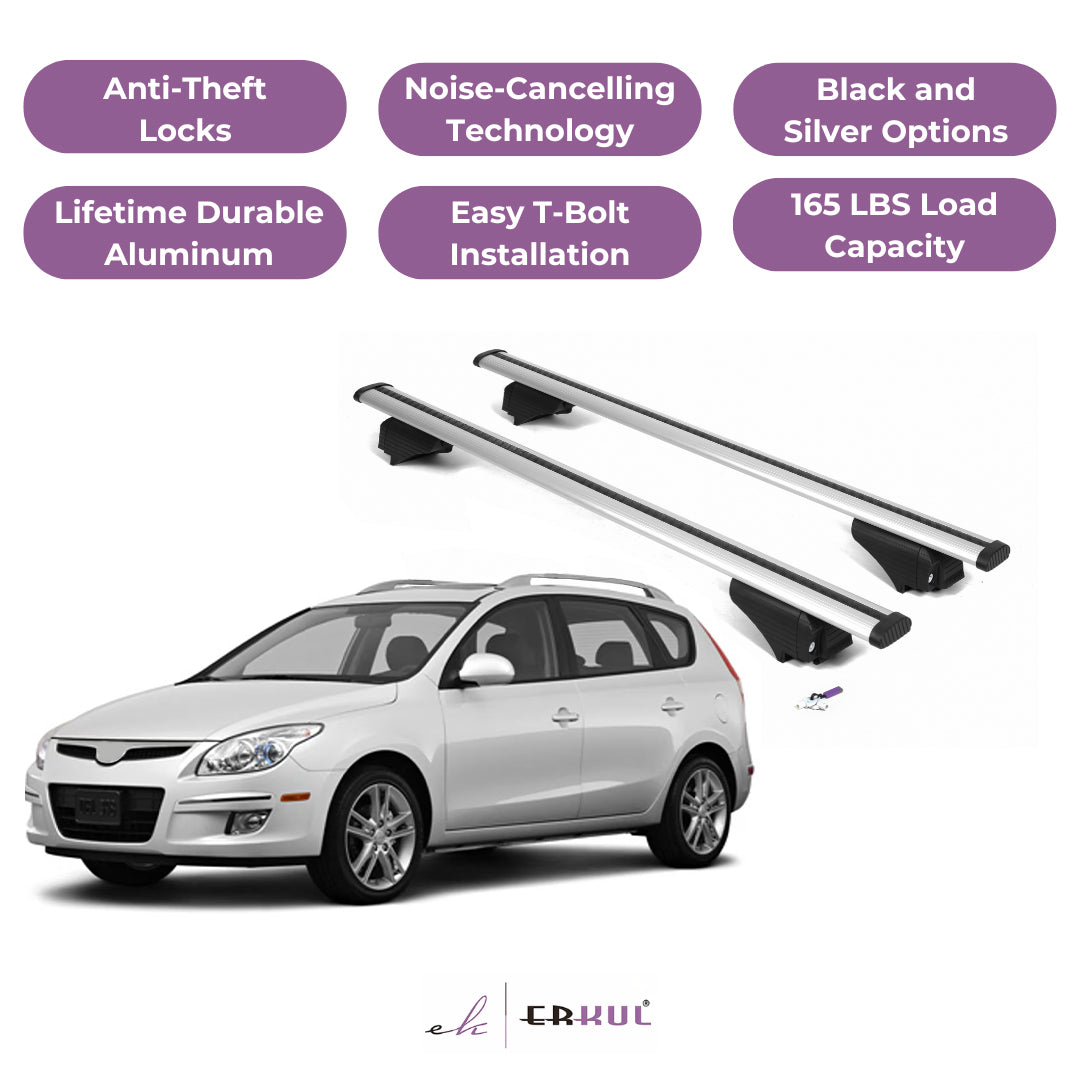 Roof Rack Cross Bars with Extended Bar Design for Hyundai Elantra Touring 2009-2012 - Silver