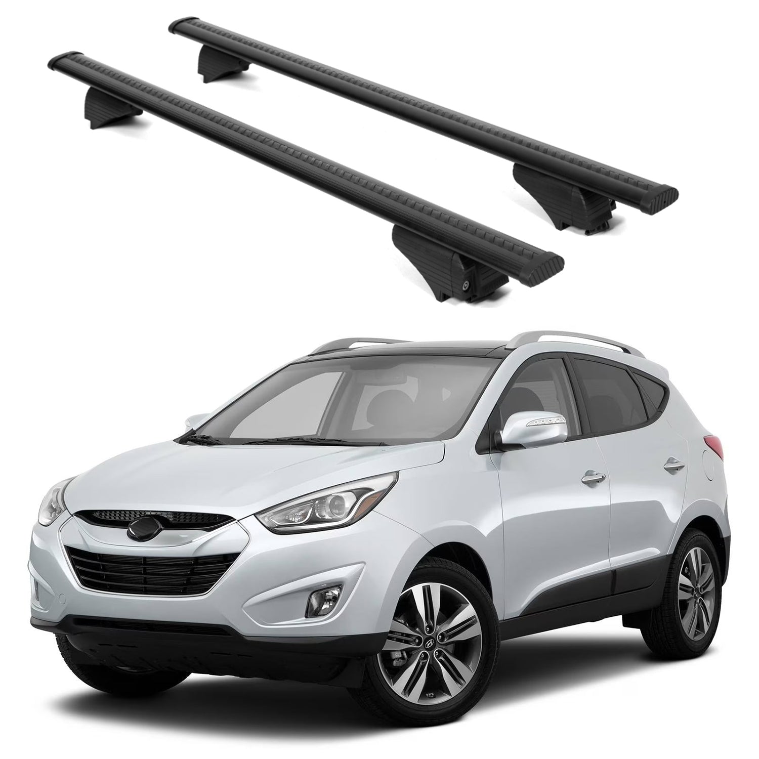 ERKUL Roof Rack Cross Bars for Hyundai Tucson 2010-2015 for Raised Rails - Black
