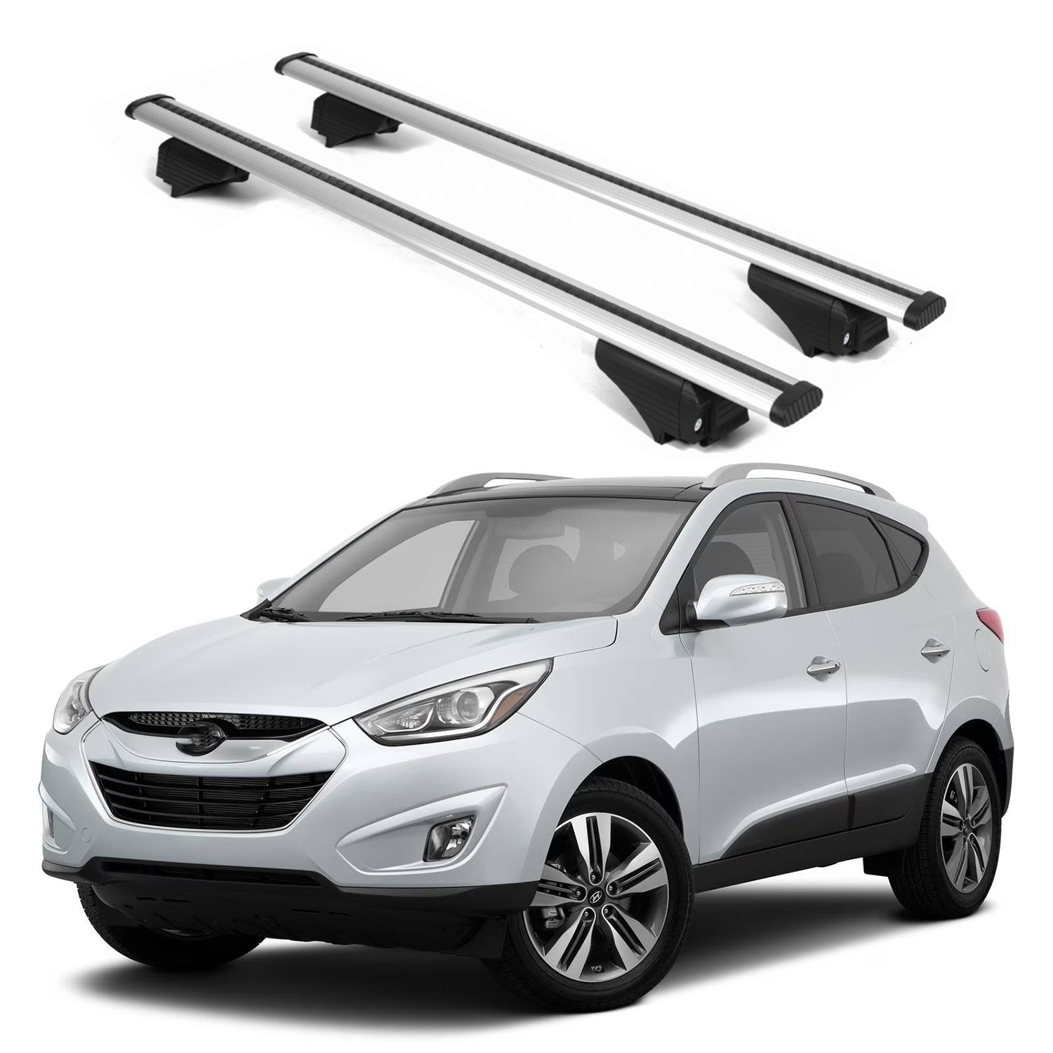 ERKUL Roof Rack Cross Bars for Hyundai Tucson 2010-2015 for Raised Rails-Silver