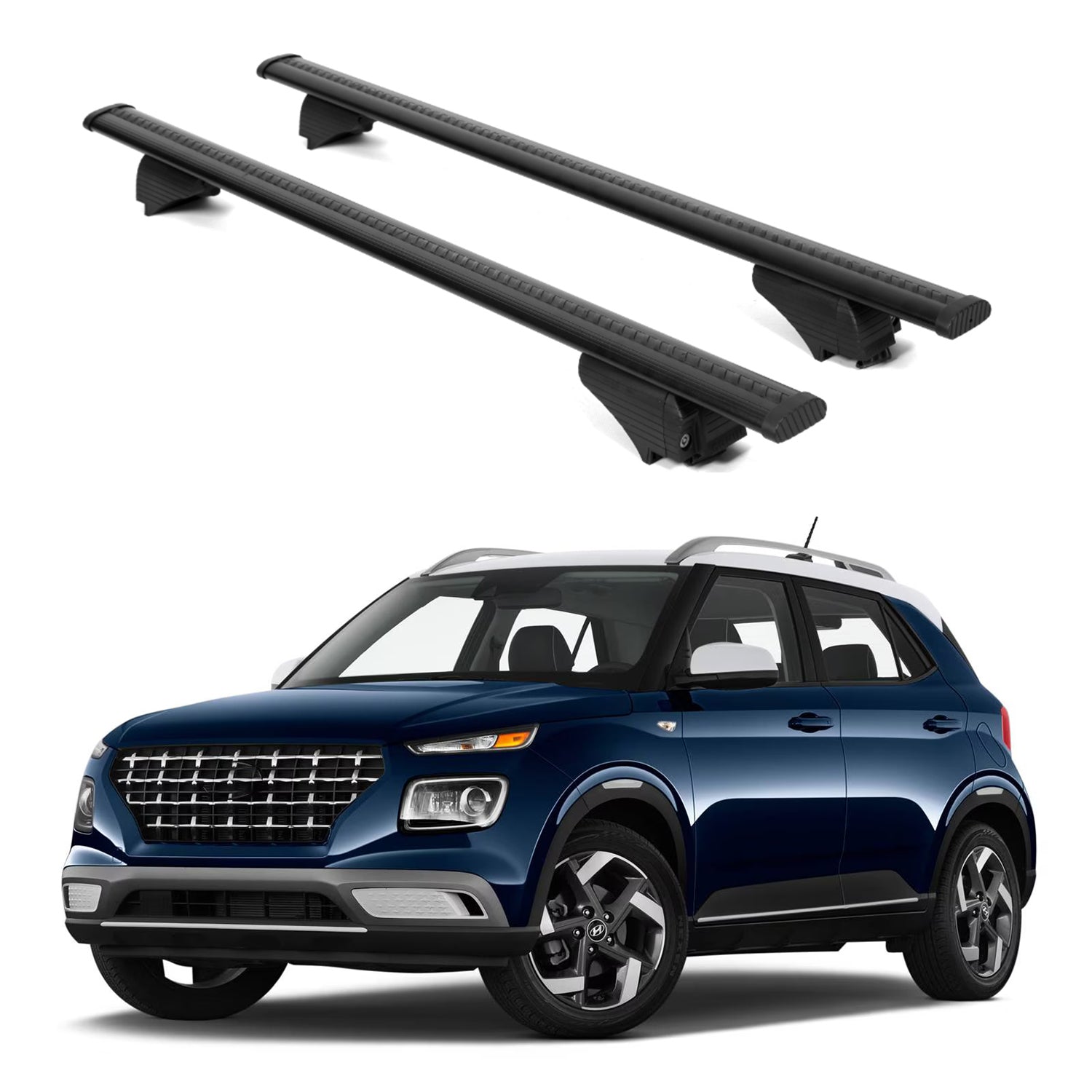 ERKUL Roof Rack Cross Bars for Hyundai Venue 2020-2026 for Raised Rails - Black