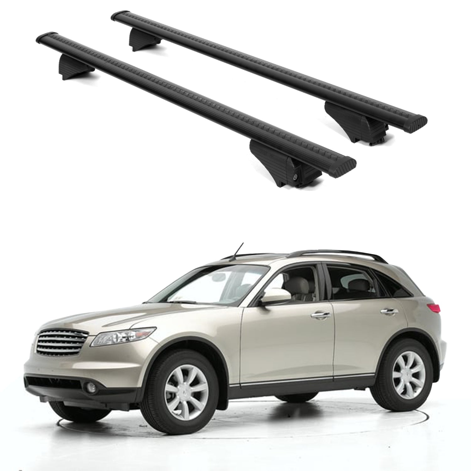 ERKUL Roof Rack Cross Bars for Infiniti FX35 2003-2013 for Raised Rails - Black