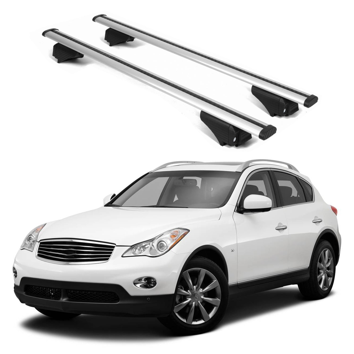 ERKUL Roof Rack Cross Bars for Infiniti QX50 2014-2018 for Raised Rails - Silver