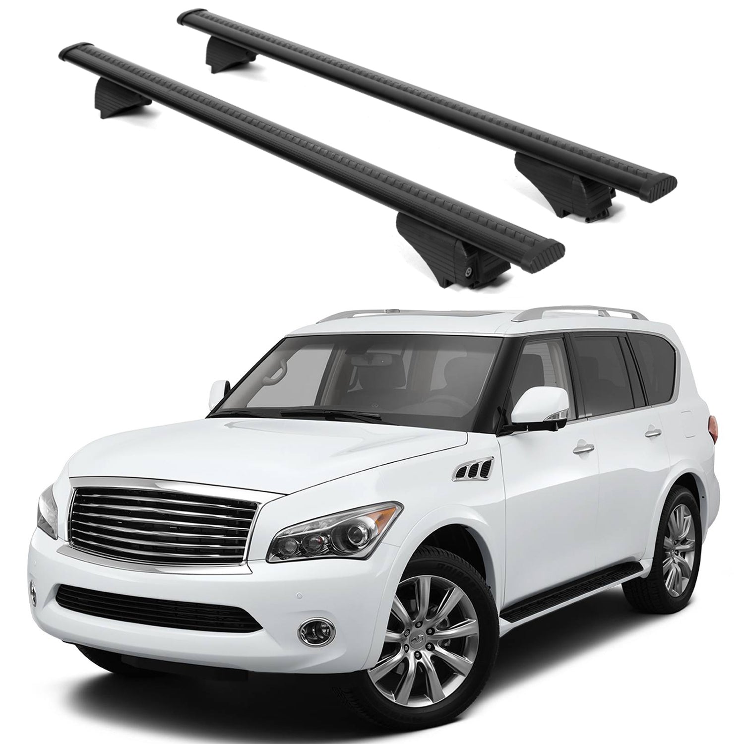 ERKUL Roof Rack Cross Bars for Infiniti QX56 2011-2013 for Raised Rails - Black