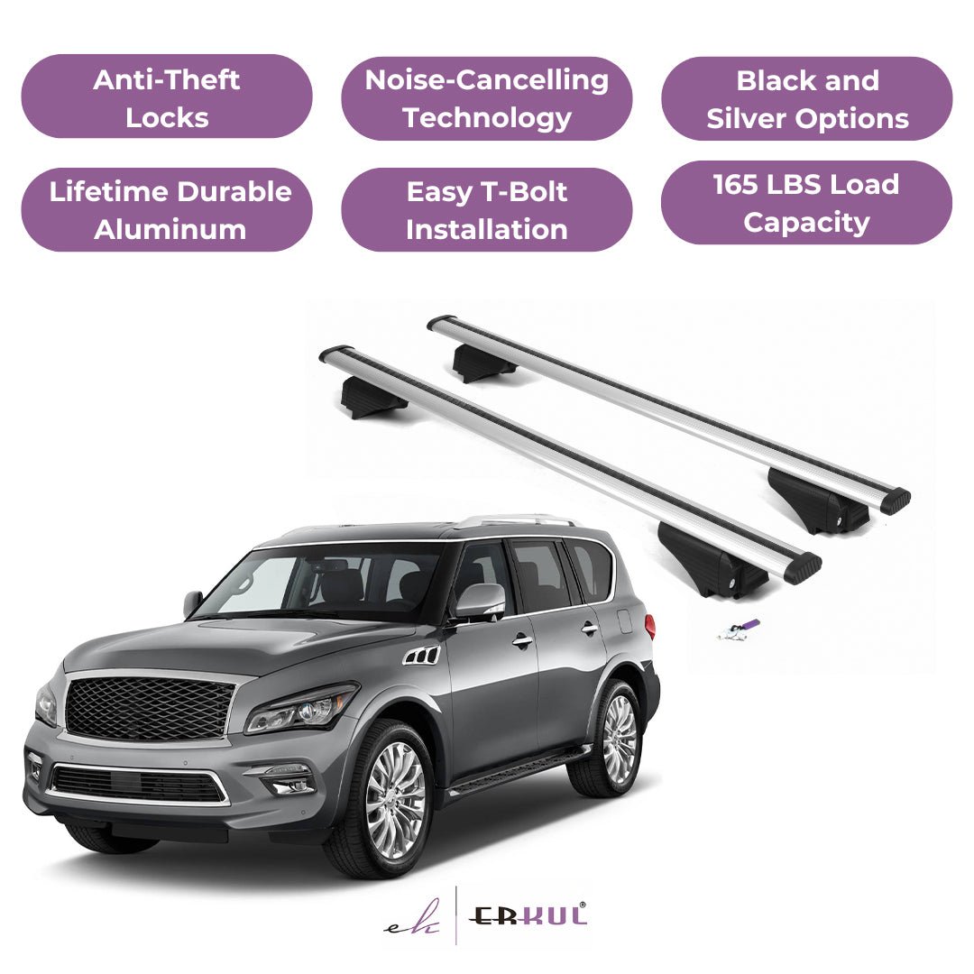 Roof Rack Cross Bars with Extended Bar Design for Infiniti QX80 2014-2017 - Silver