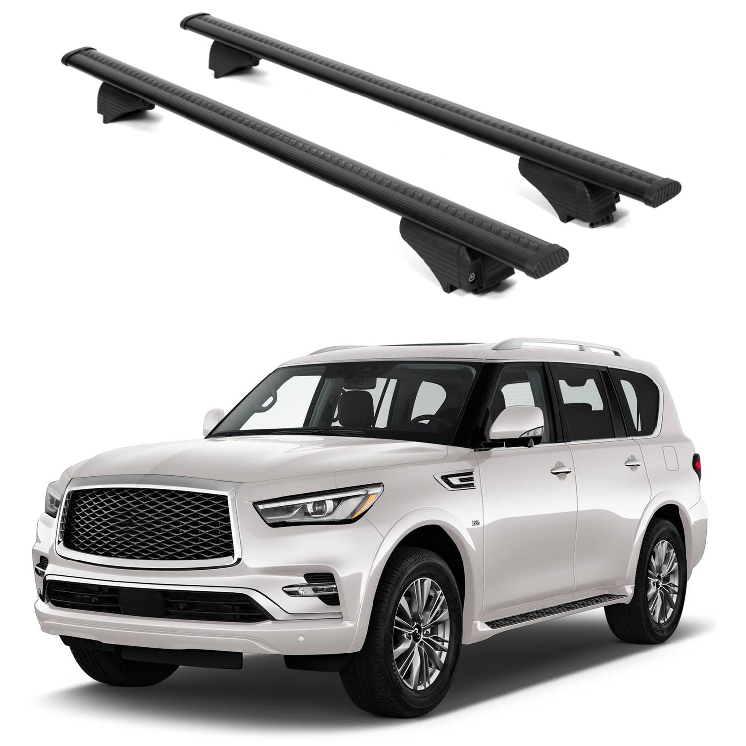 ERKUL Roof Rack Cross Bars for Infiniti QX80 2018 2024 For Raised Rails - Black