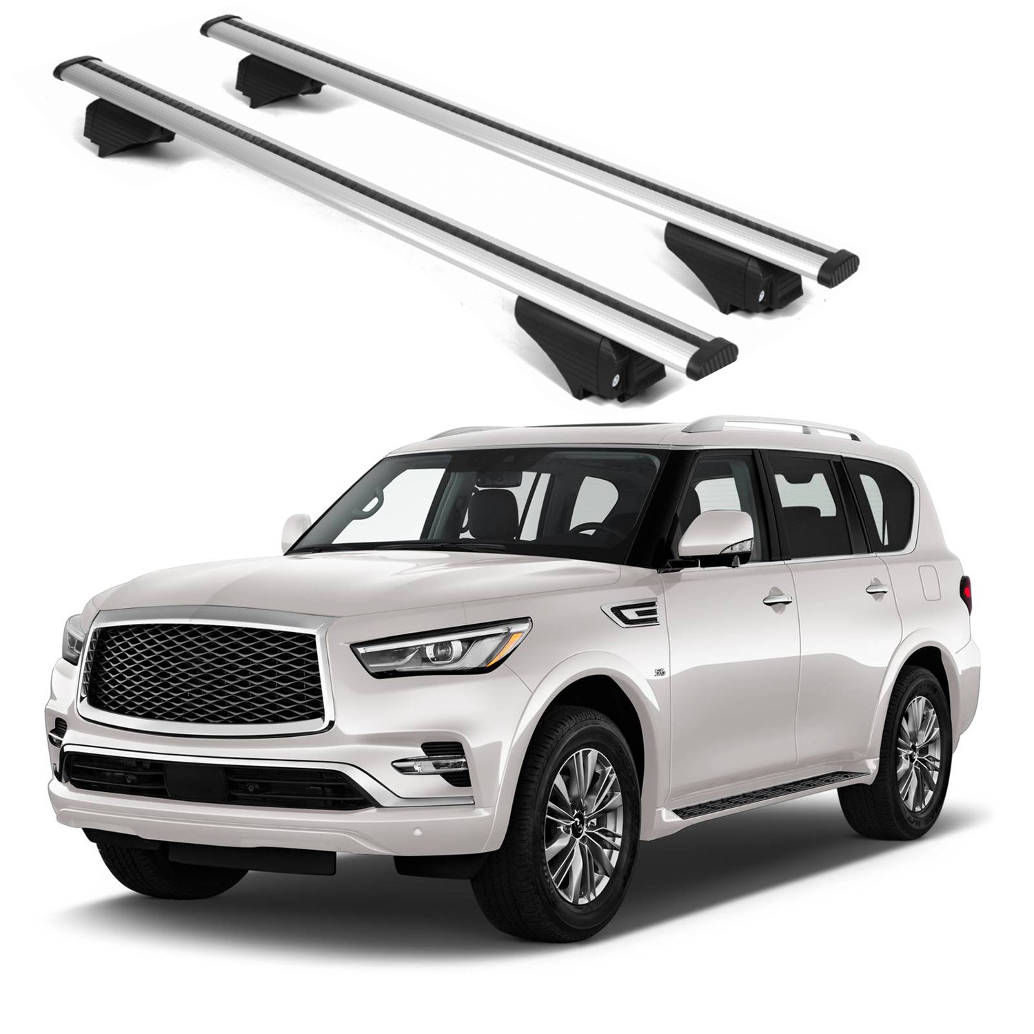 ERKUL Roof Rack Cross Bars for Infiniti QX80 2018-2024 for Raised Rails - Silver