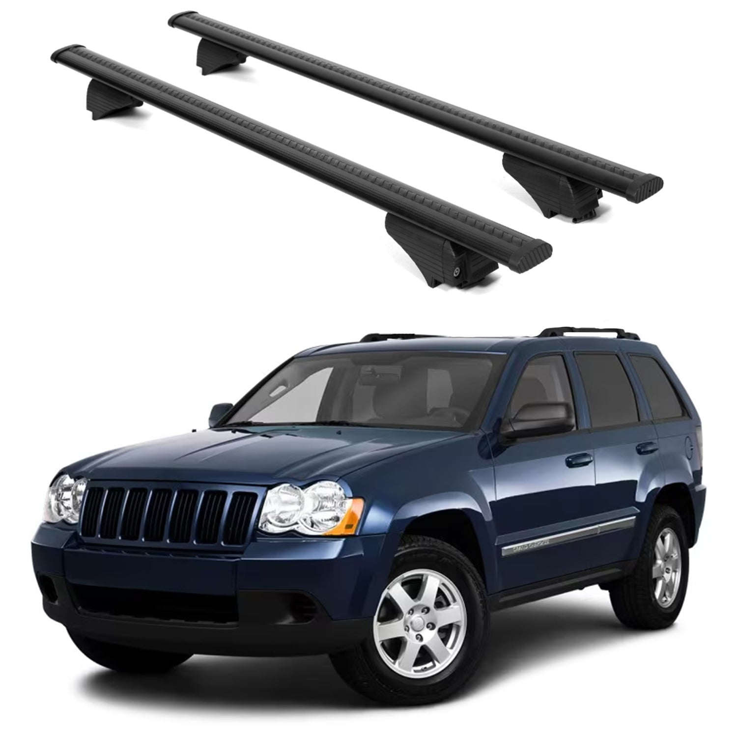 ERKUL Roof Rack Crossbars for Jeep Grand Cherokee 05-10 for Raised Rails-Black