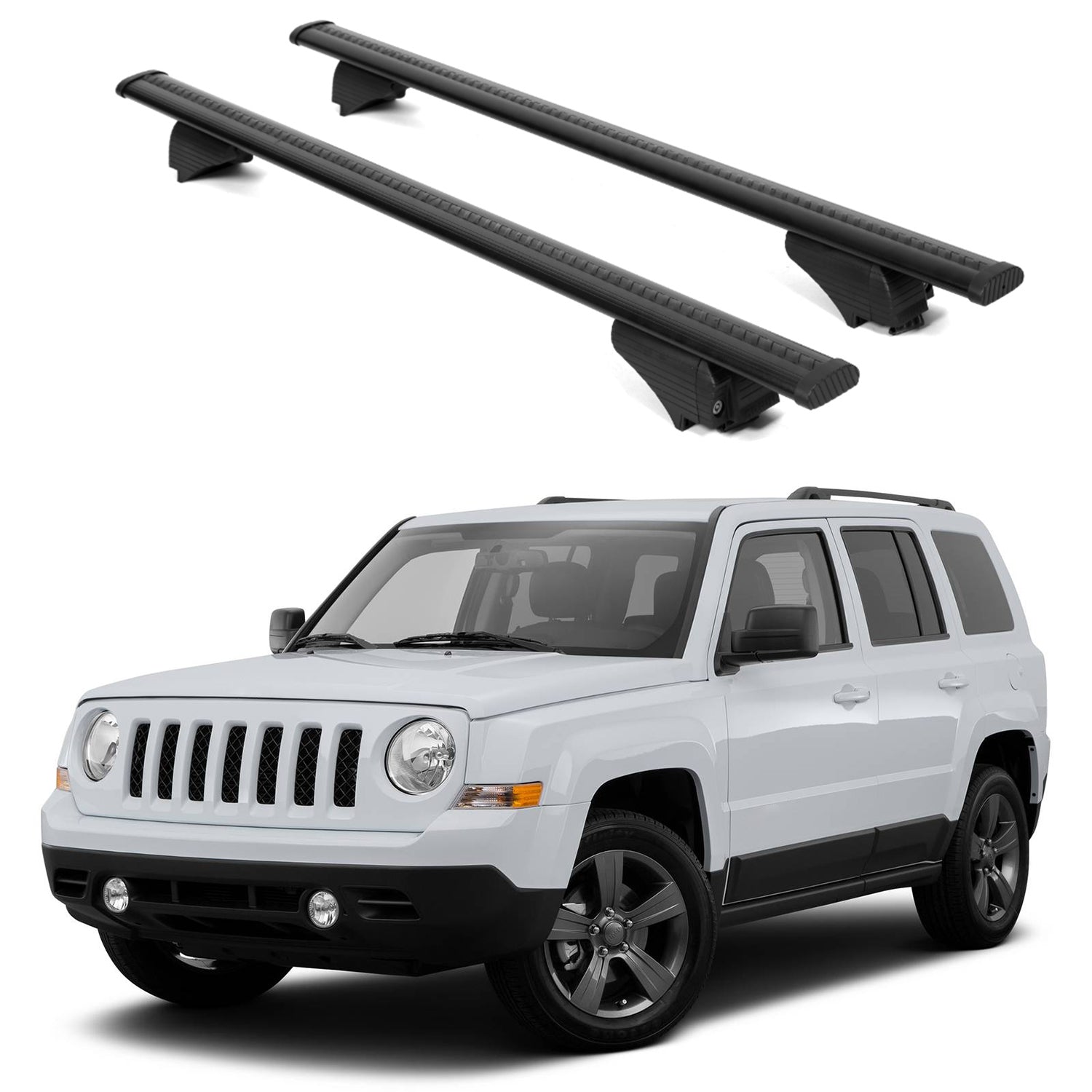 ERKUL Roof Rack Cross Bars for Jeep Patriot 2007-2017 for Raised Rails - Black