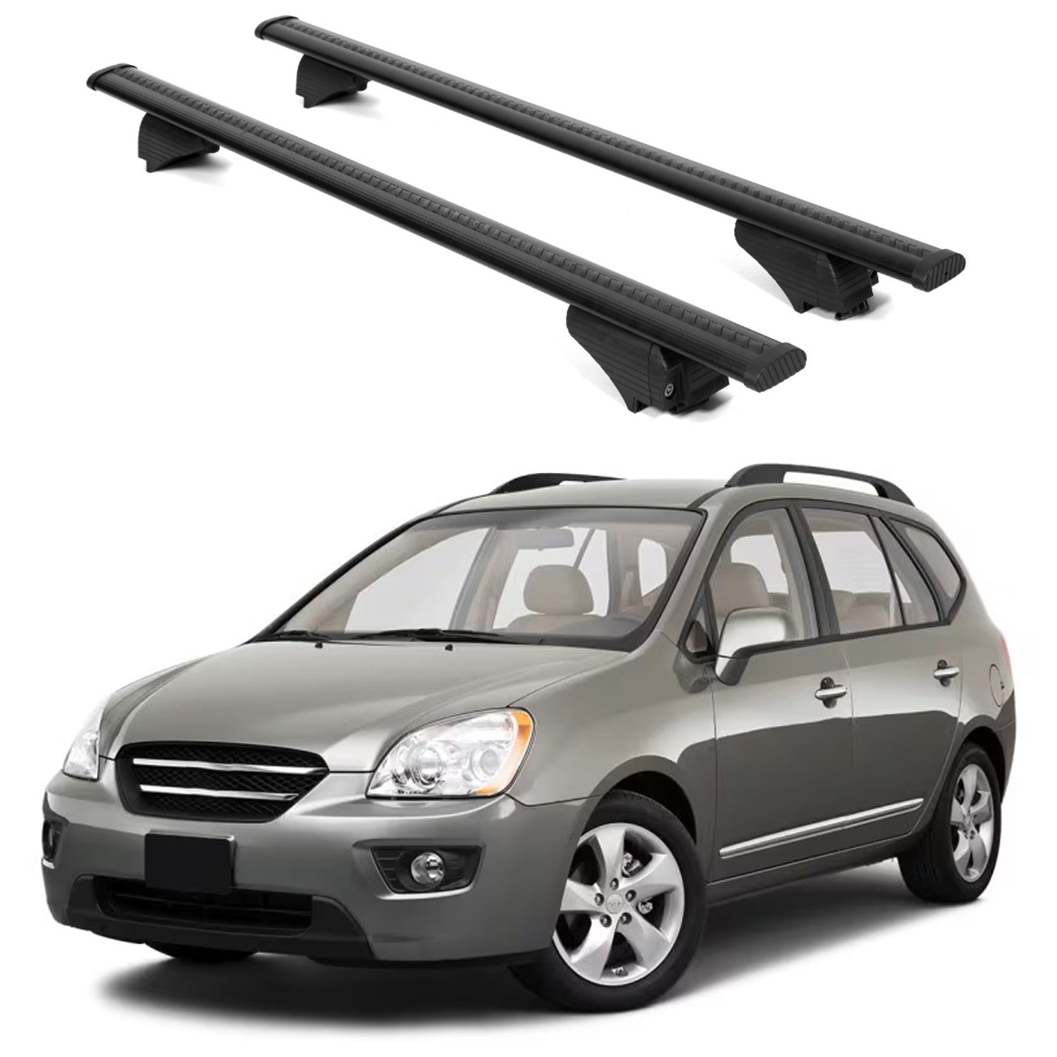 ERKUL Roof Rack Cross Bars for KIA Rondo 2007 2013 For Raised Rails - Black
