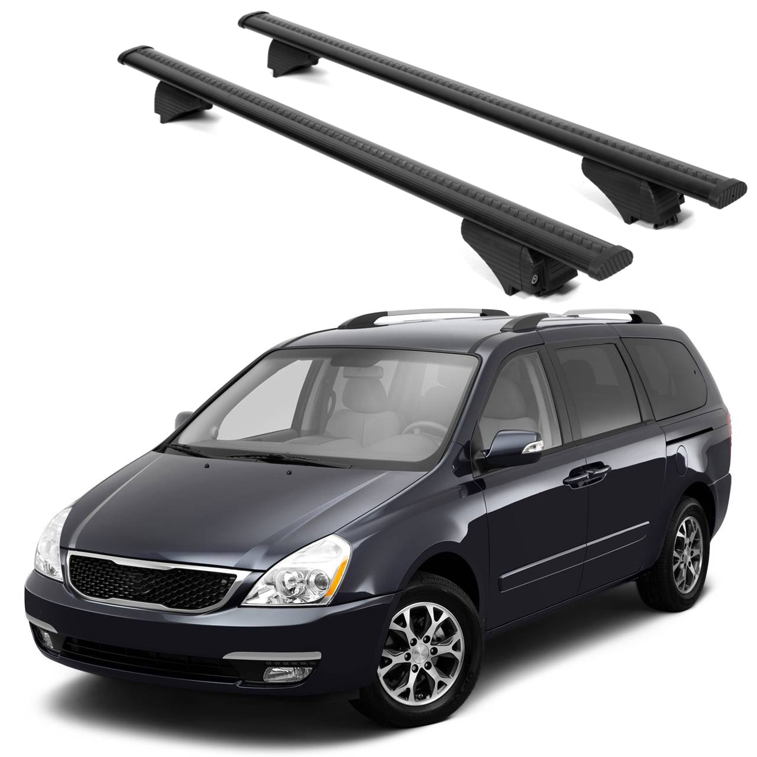ERKUL Roof Rack Cross Bars for KIA Sedona 2011-2014 for Raised Rails - Black