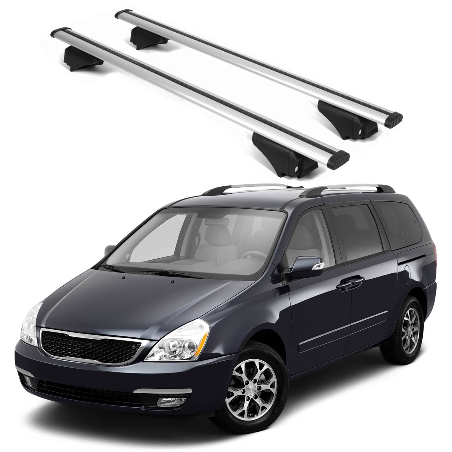 ERKUL Roof Rack Cross Bars for KIA Sedona 2011-2014 for Raised Rails - Silver