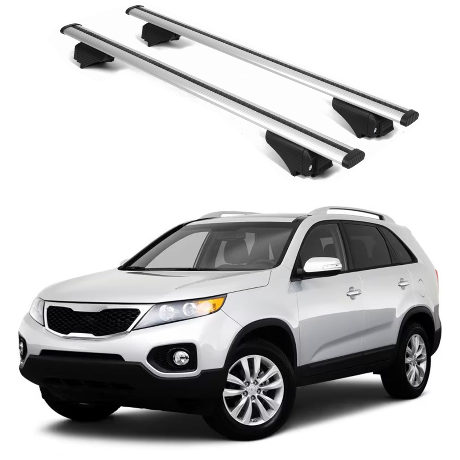 ERKUL Roof Rack Cross Bars for KIA Sorento 2011-2015 for Raised Rails - Silver