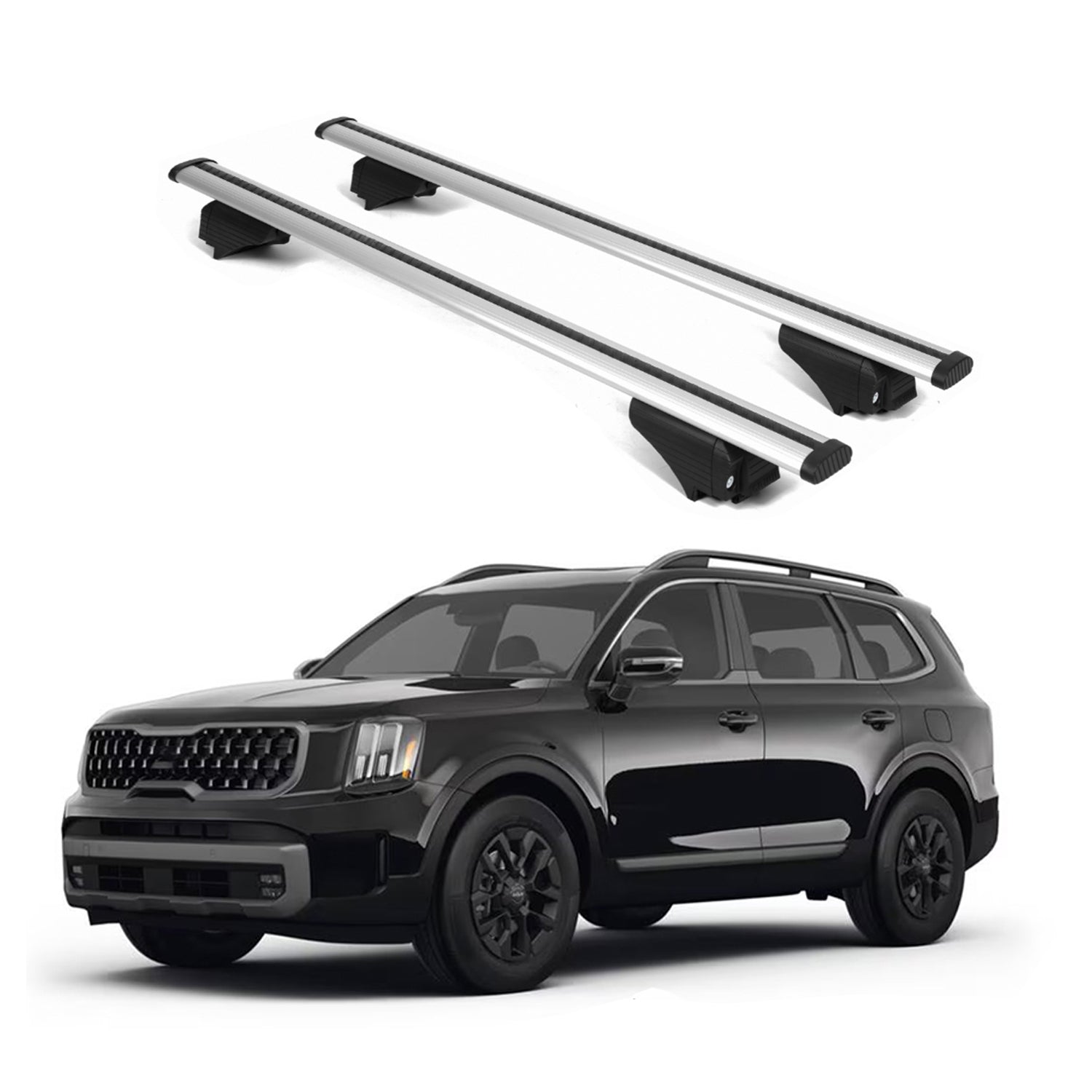 ERKUL Roof Rack Cross Bars for KIA Telluride 2020-2025 for Raised Rails - Silver