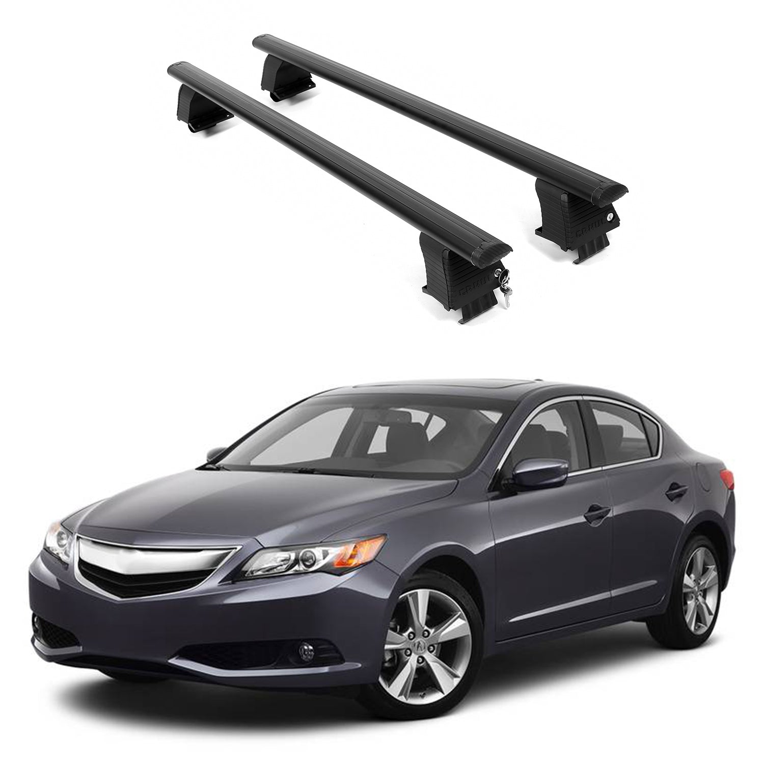 ERKUL Roof Rack Crossbars For ACURA ILX 2013-2022 Naked Roof Aluminum Black