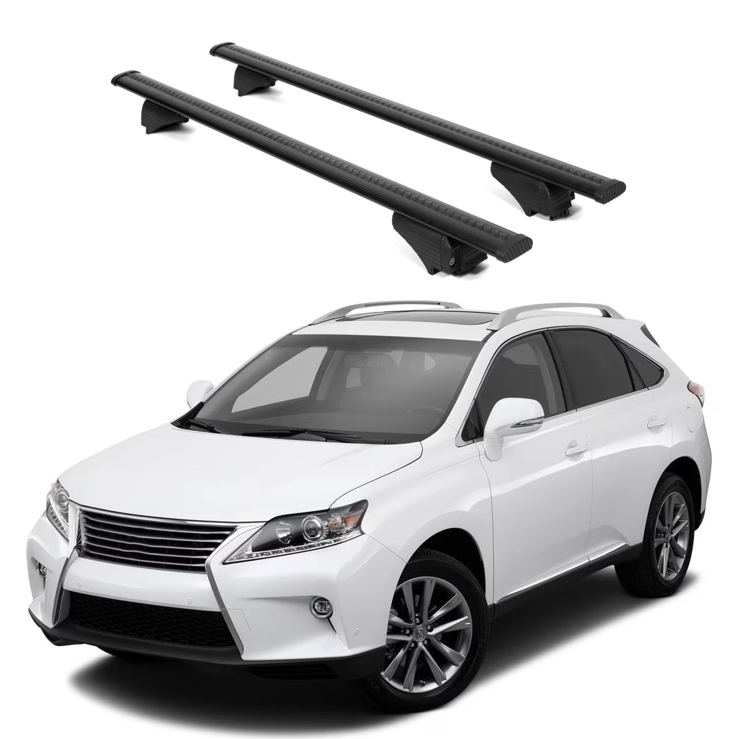ERKUL Roof Rack Crossbars for Lexus RX 350 RX450 2010-15 for Raised Rails-Black