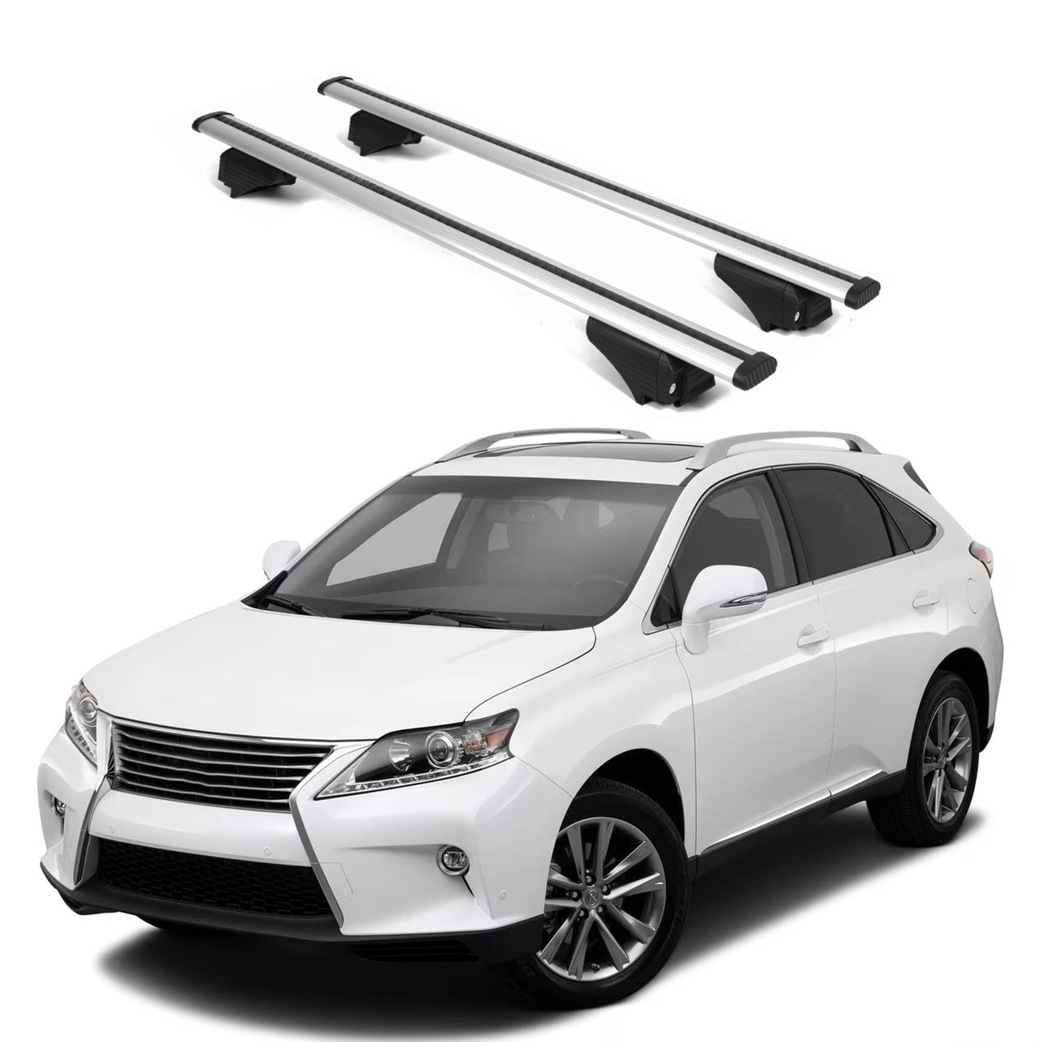 ERKUL Roof Rack Crossbars for Lexus RX 350 RX450 2010-15 for Raised Rails-Silver