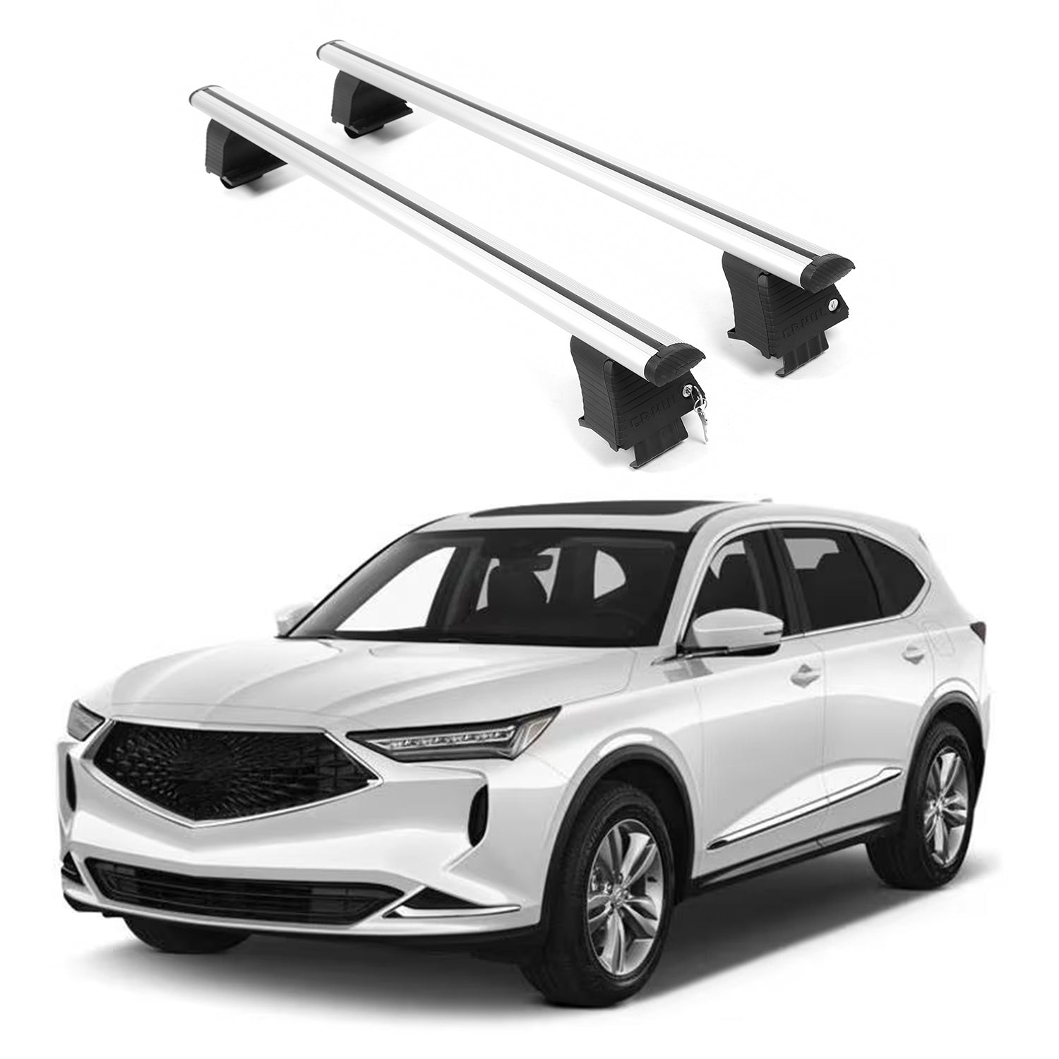 ERKUL Roof Rack Crossbars For ACURA MDX 2022-2026 Naked Roof Aluminum Silver