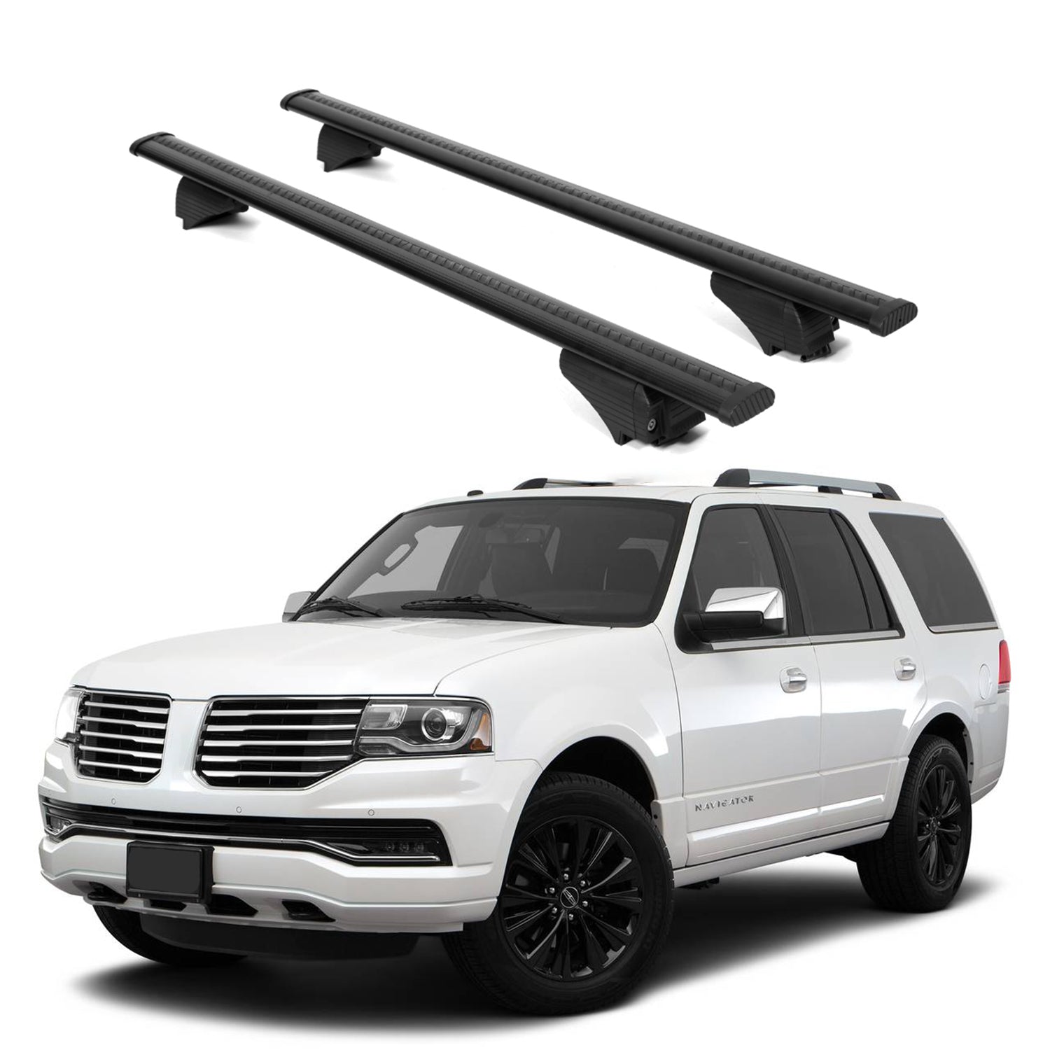 ERKUL Roof Rack Crossbars for Lincoln Navigator 2006-2017 for Raised Rails-Black