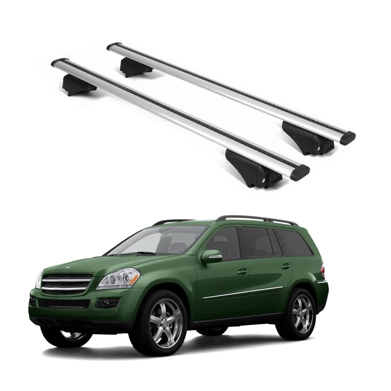 ERKUL Roof Rack Cross Bars for Mercedes GL 2006-2012 for Raised Rails - Silver