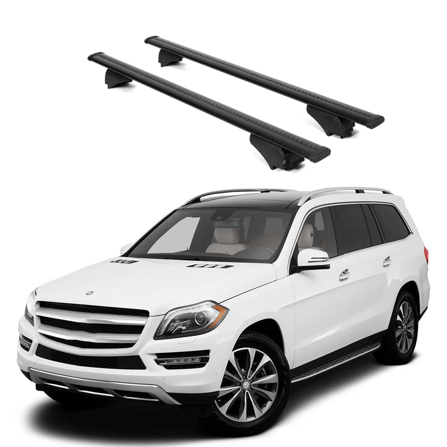 ERKUL Roof Rack Cross Bars for Mercedes GL 2013-2016 for Raised Rails - Black