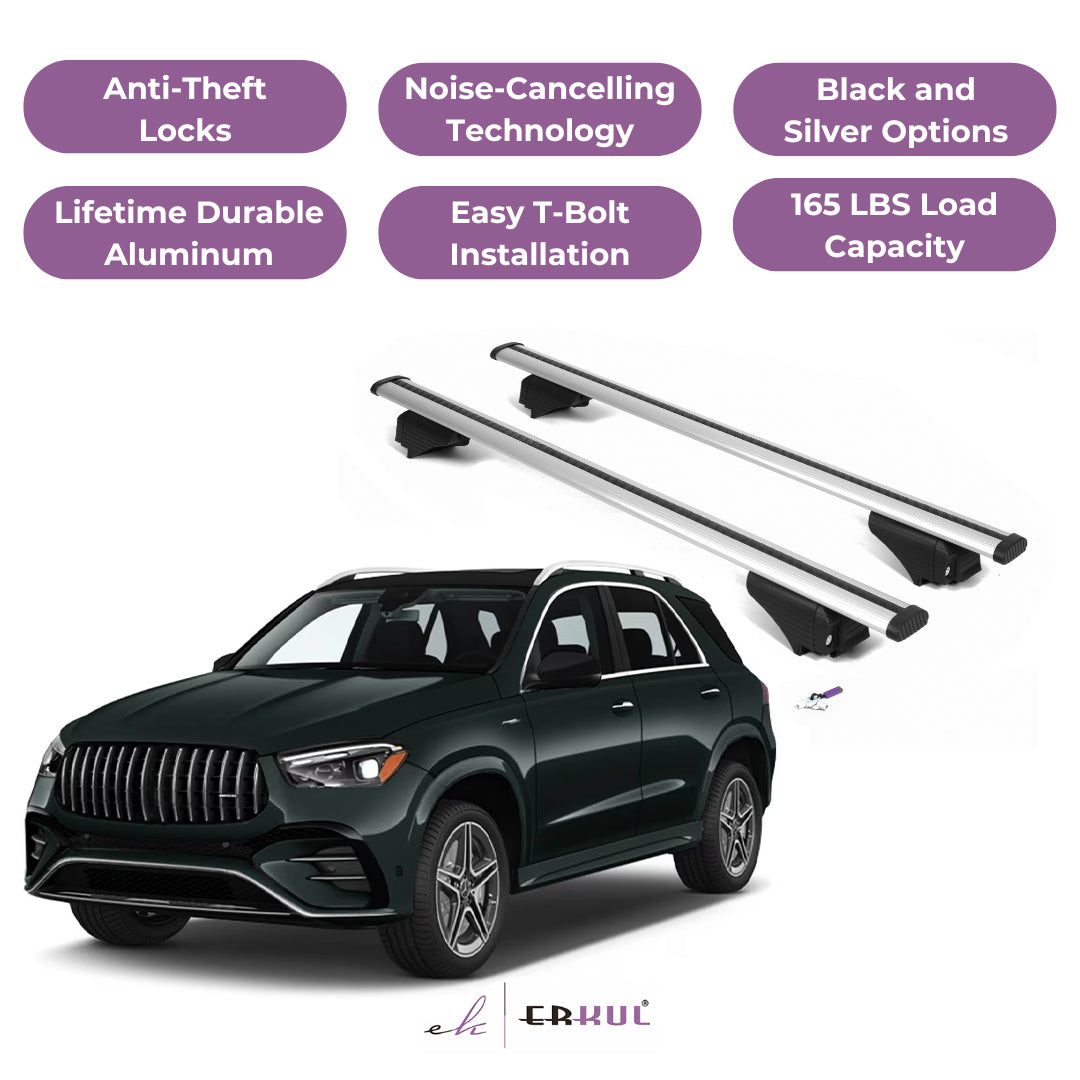 ERKUL Roof Rack Cross Bars for Mercedes Benz GLE (V167) 2019-2026 - Silver