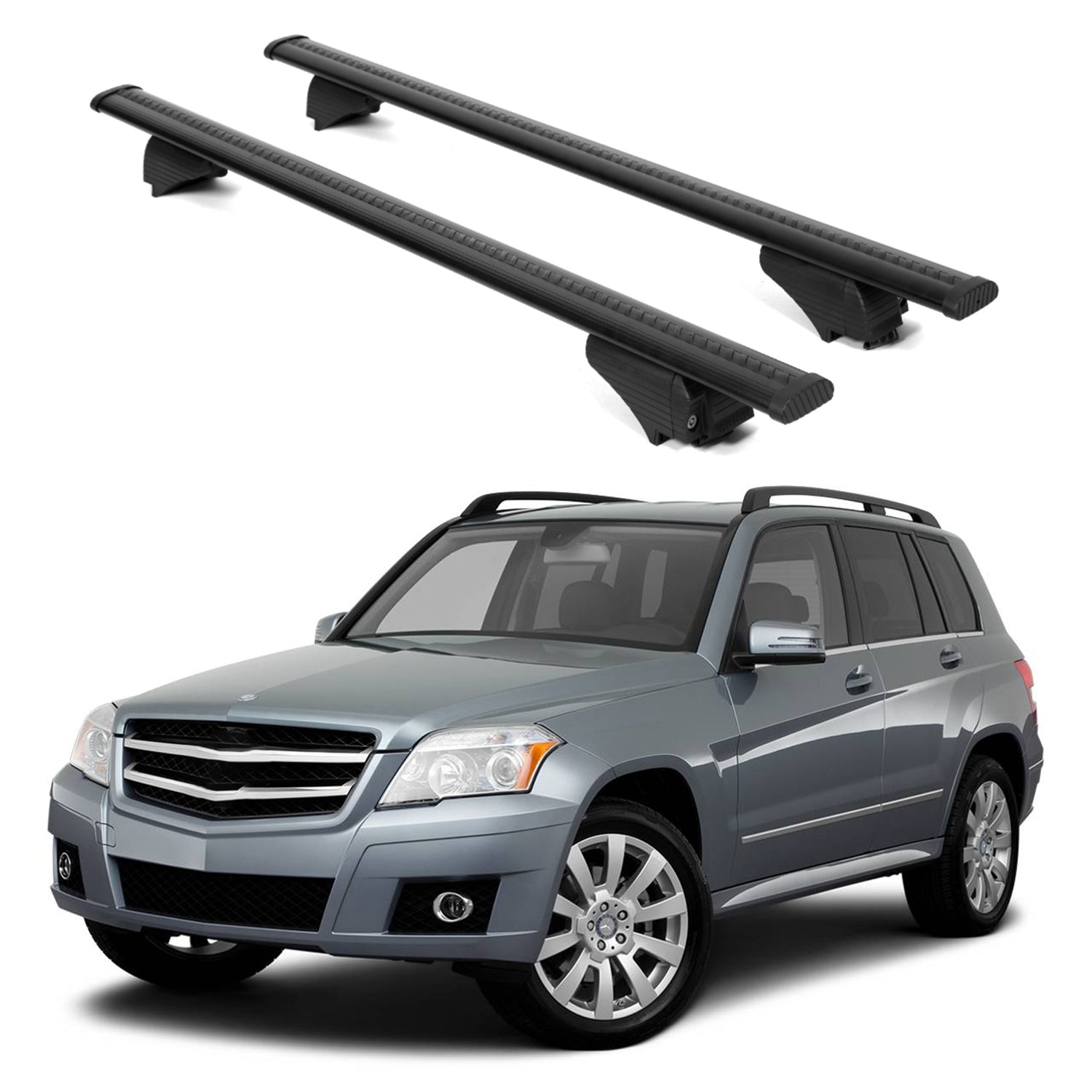 ERKUL Roof Rack Cross Bars for Mercedes GLK 2009-2015 for Raised Rails - Black