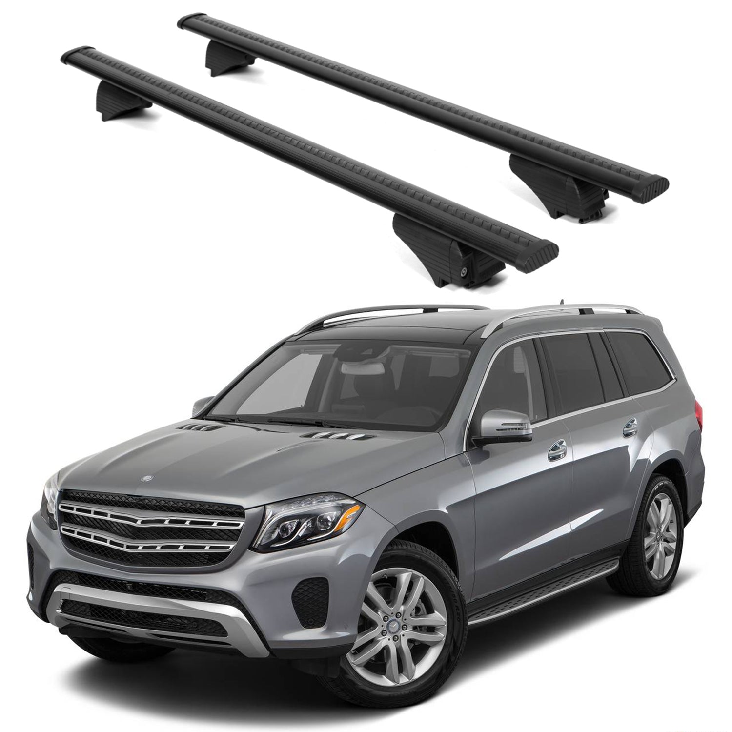 ERKUL Roof Rack Cross Bars for Mercedes GLS 2017-2019 for Raised Rails - Black