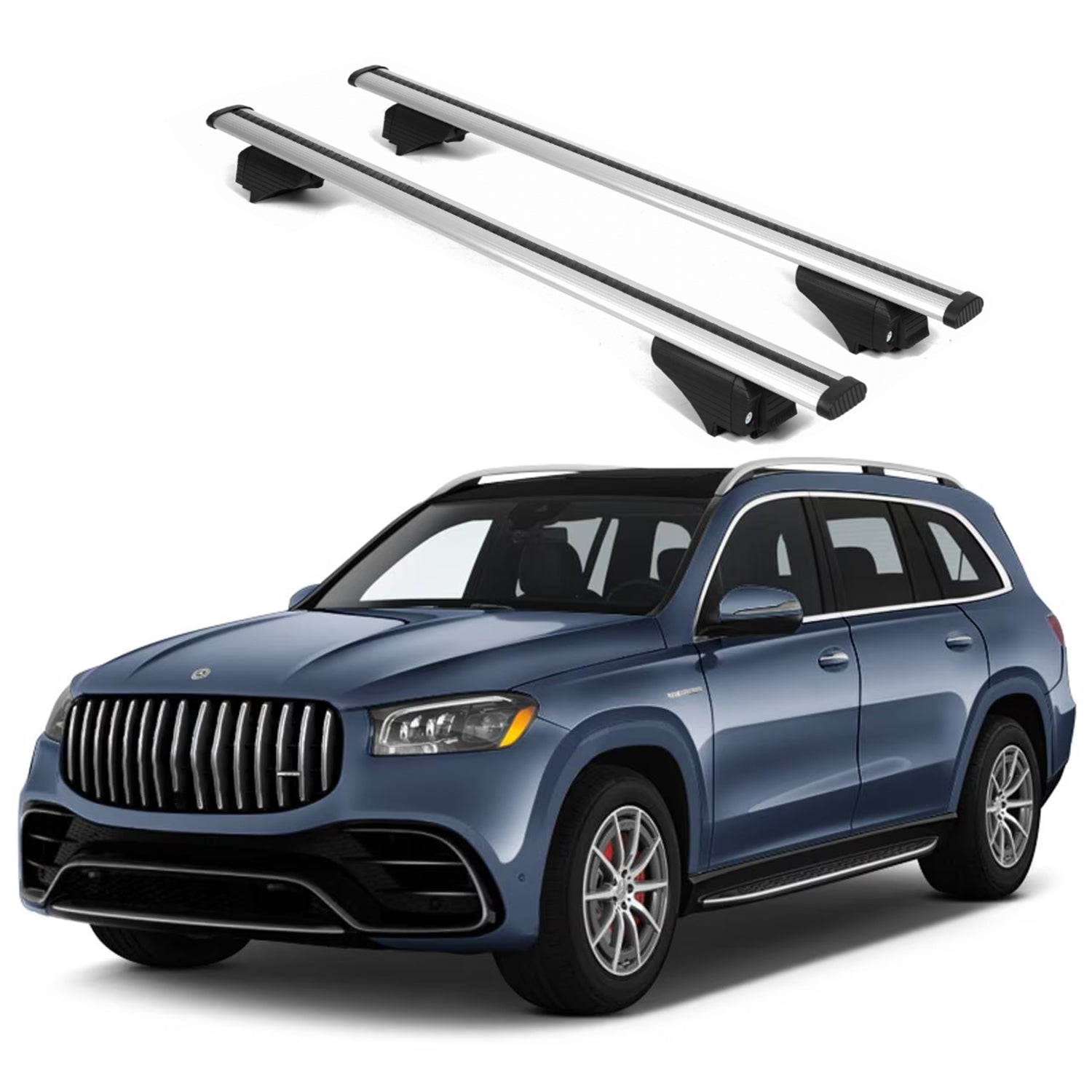 ERKUL Roof Rack Cross Bars for Mercedes GLS 2020-2026 for Raised Rails - Silver