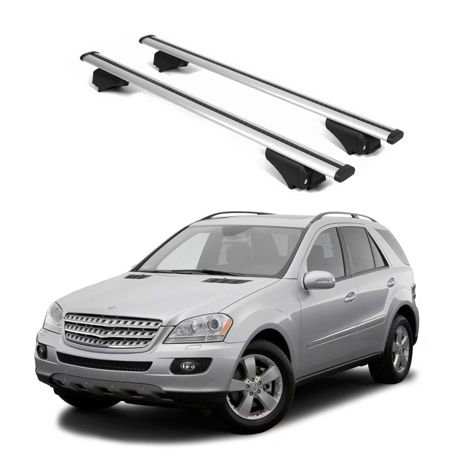 ERKUL Roof Rack Cross Bars for Mercedes Benz M-Class 2006-2011 - Silver