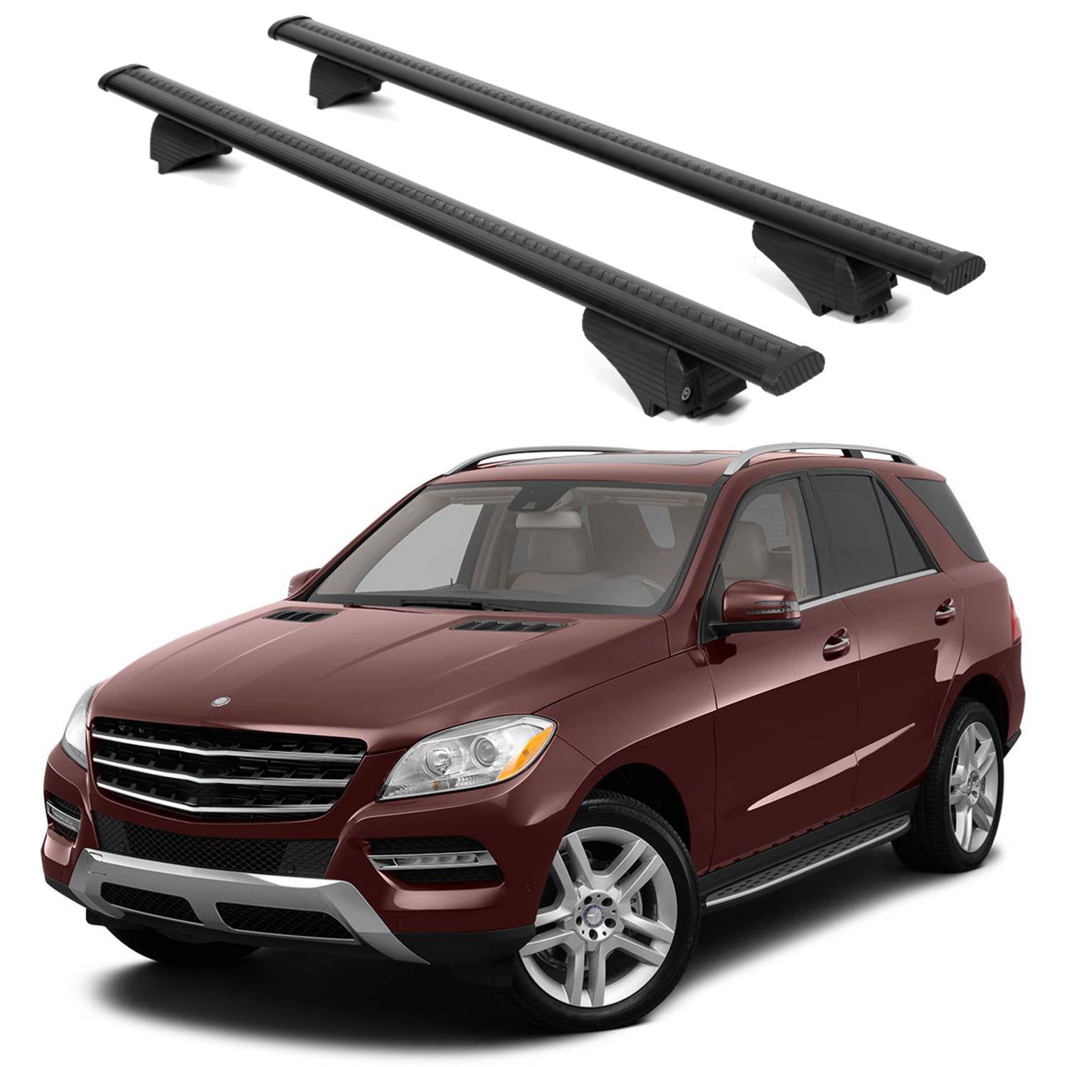 ERKUL Roof Rack Cross Bars for Mercedes Benz M-Class 2012-2015 - Black