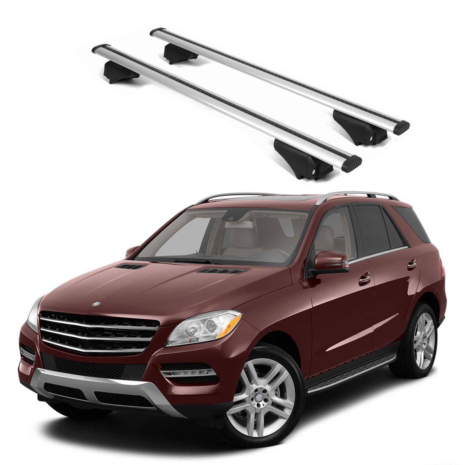 ERKUL Roof Rack Cross Bars for Mercedes Benz M-Class 2012-2015 - Silver