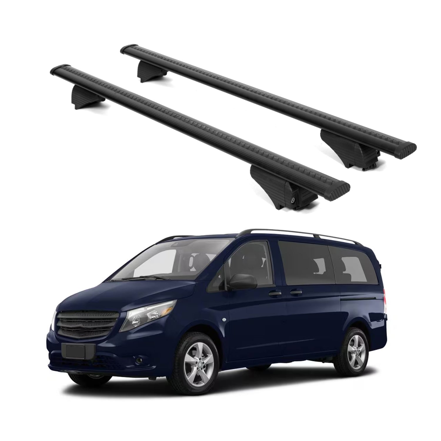 ERKUL Roof Rack Cross Bars for Mercedes Benz Metris 2016 2023 For Raised Rails - Black
