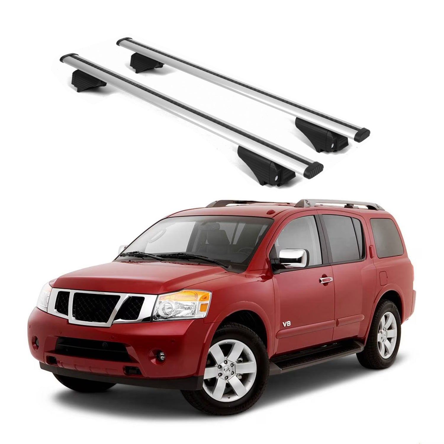 ERKUL Roof Rack Cross Bars for Nissan Armada 2008-2015 for Raised Rails - Silver
