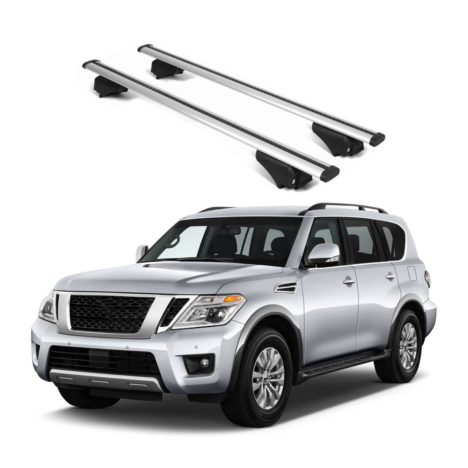 ERKUL Roof Rack Cross Bars for Nissan Armada 2017-2024 for Raised Rails - Silver