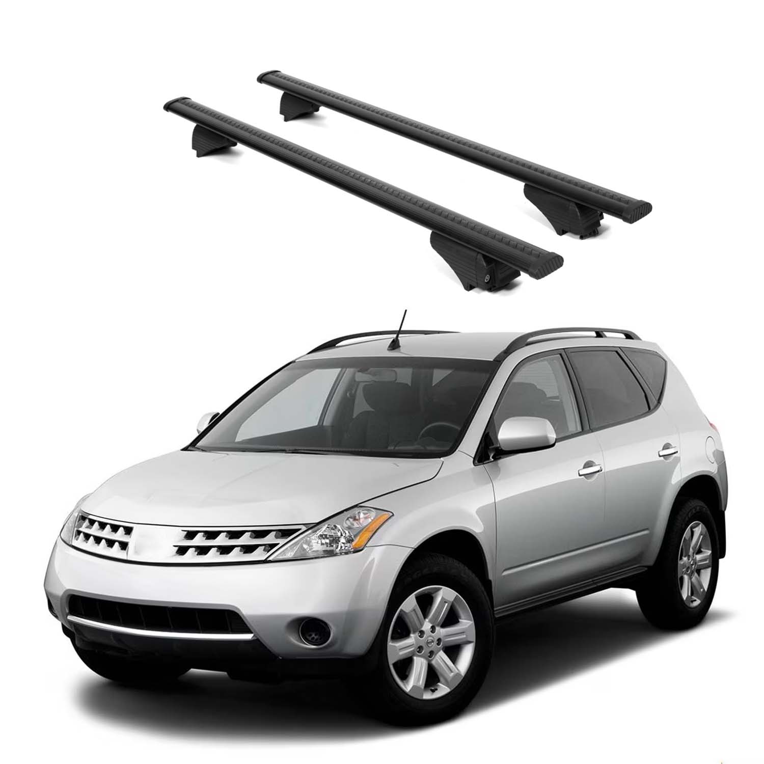 ERKUL Roof Rack Cross Bars for Nissan Murano 2003-2014 for Raised Rails - Black