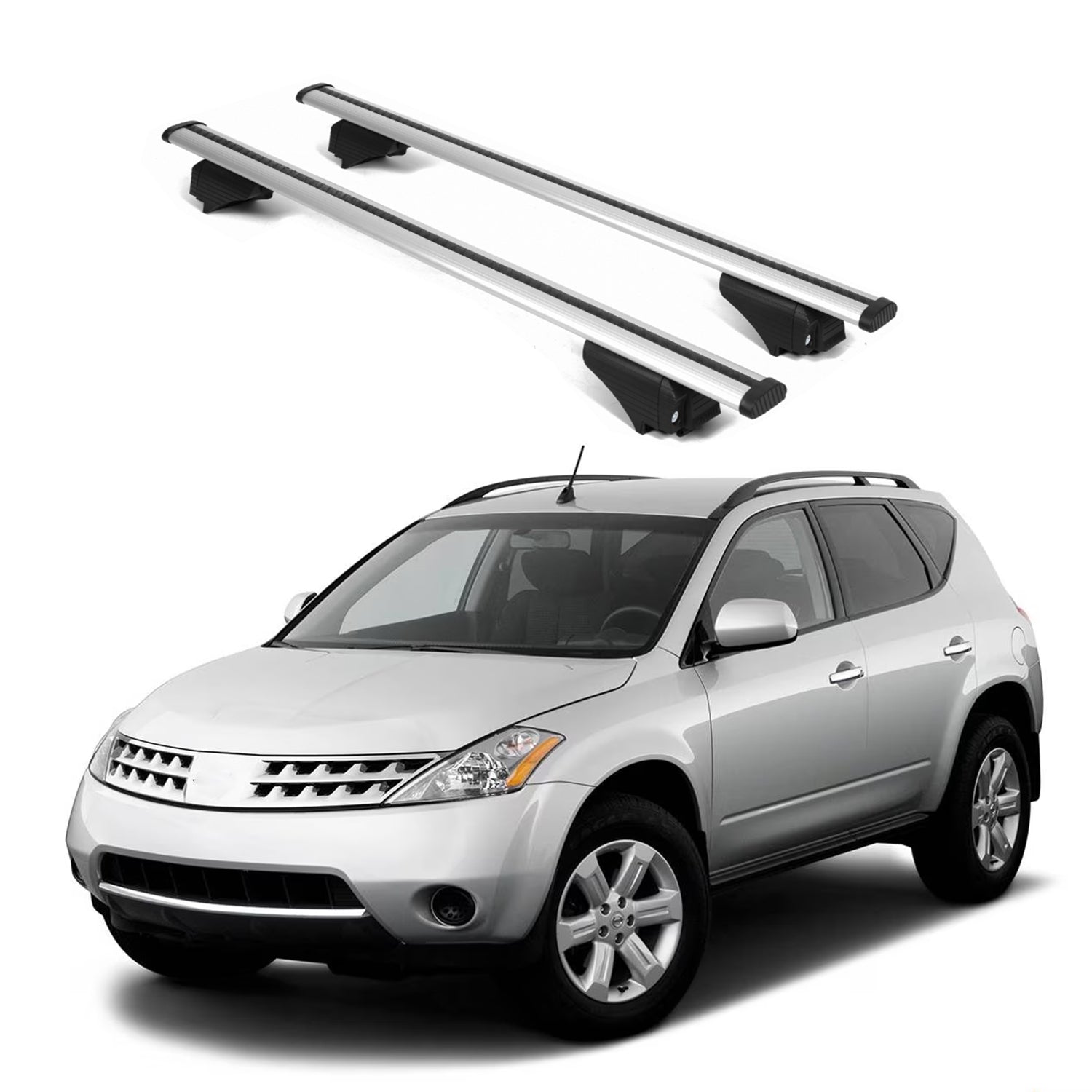 ERKUL Roof Rack Cross Bars for Nissan Murano 2003-2014 for Raised Rails - Silver