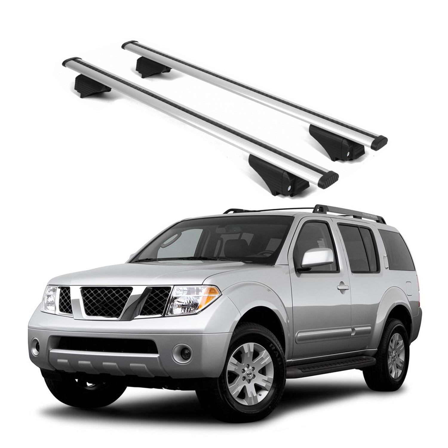 ERKUL Roof Rack Crossbars for Nissan Pathfinder 05-12 for Raised Rails-Silver