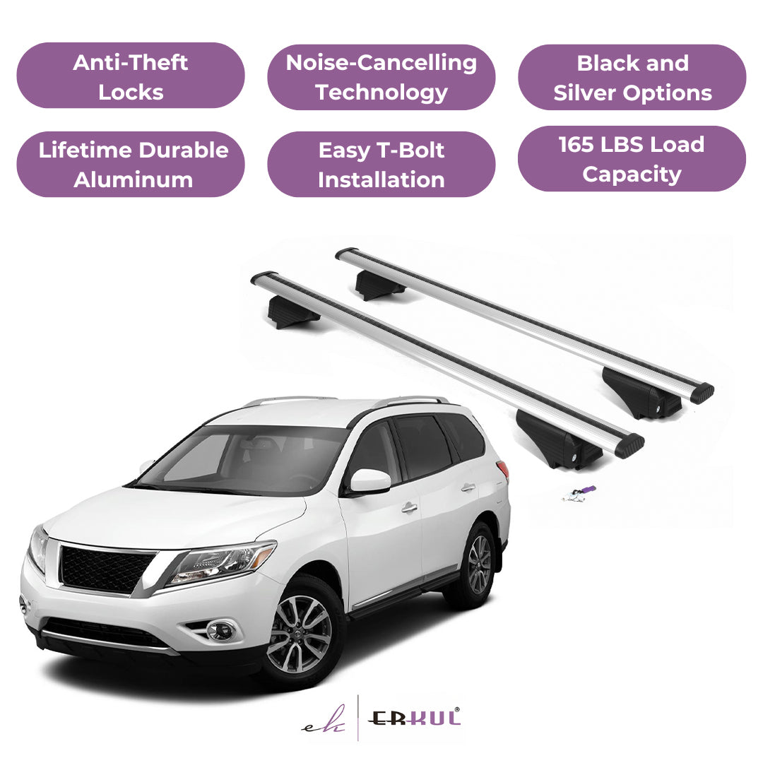 Roof Rack Crossbars with Extended Bar Design for Nissan Pathfinder 13-21 -Silver